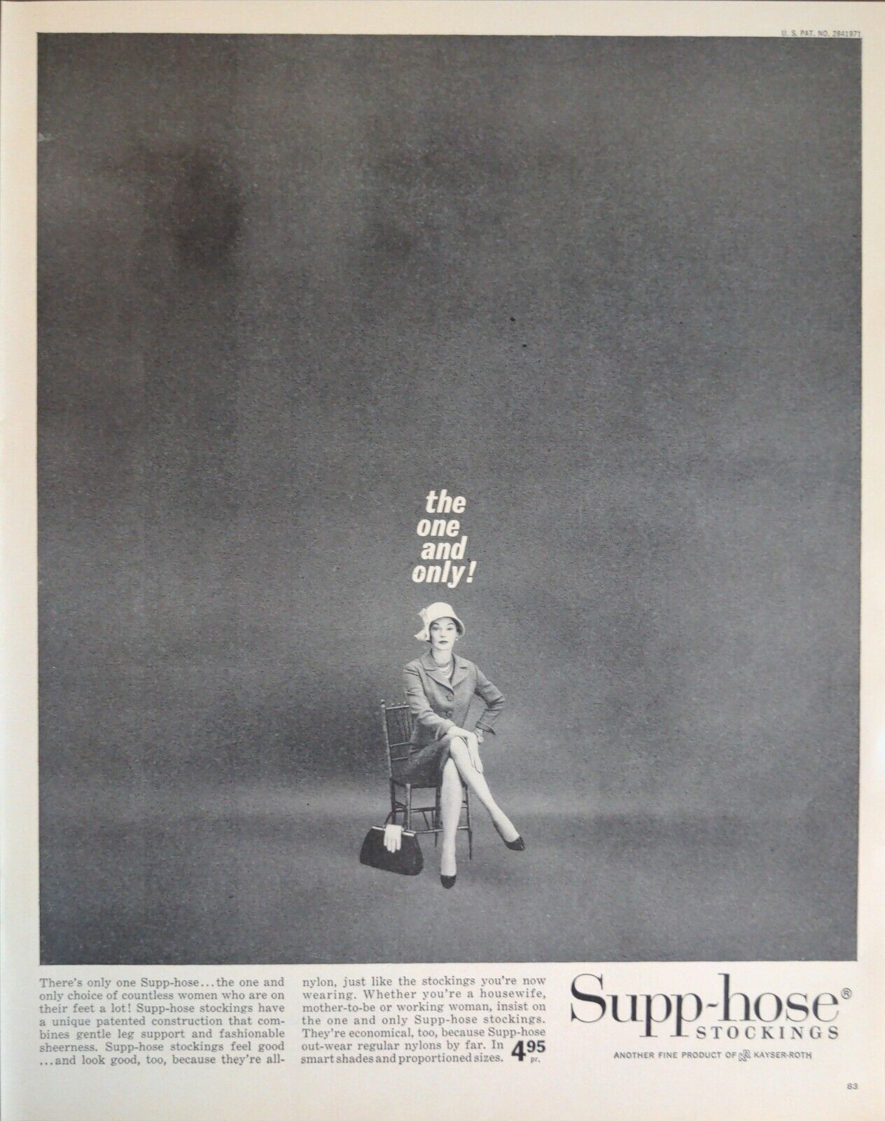 1960 Supp-Hose Stockings Leg Support Housewife Working Woman Print Ad