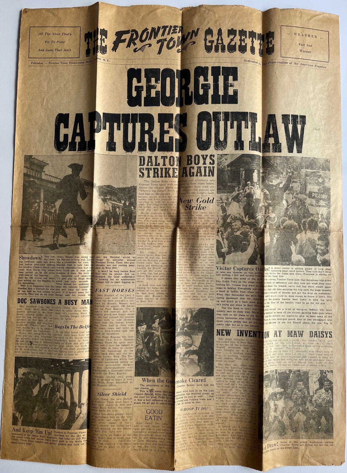 Vintage 1959 The Frontier Town Gazette