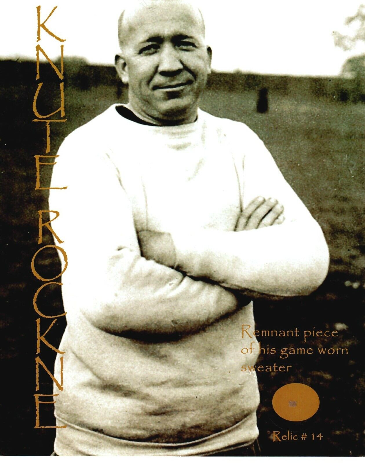 “Knute Rockne” Remnant of His Game Worn Sweater Encapsulated COA