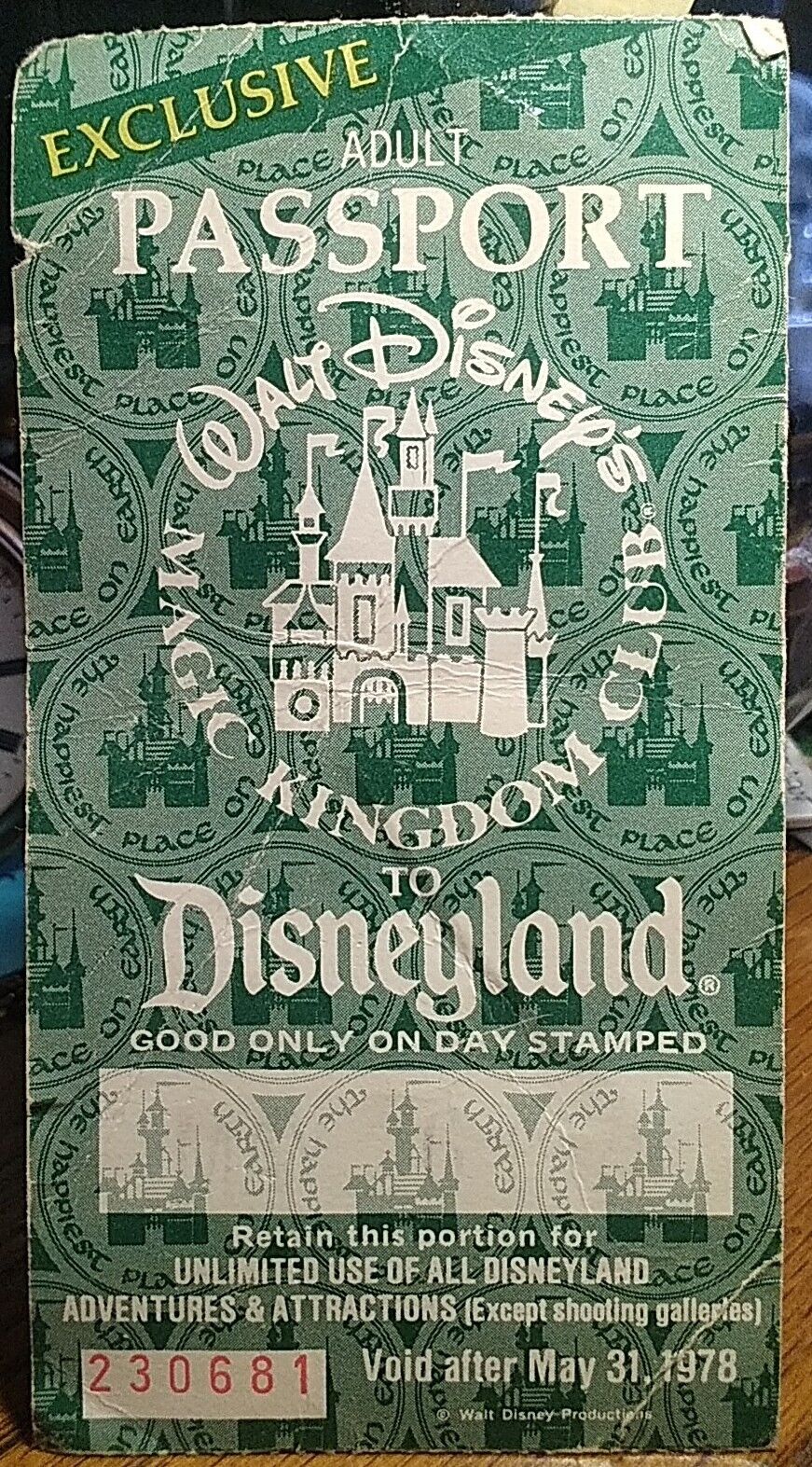 Vintage Disneyland Adult Passport 1977-78, Unused, RARE