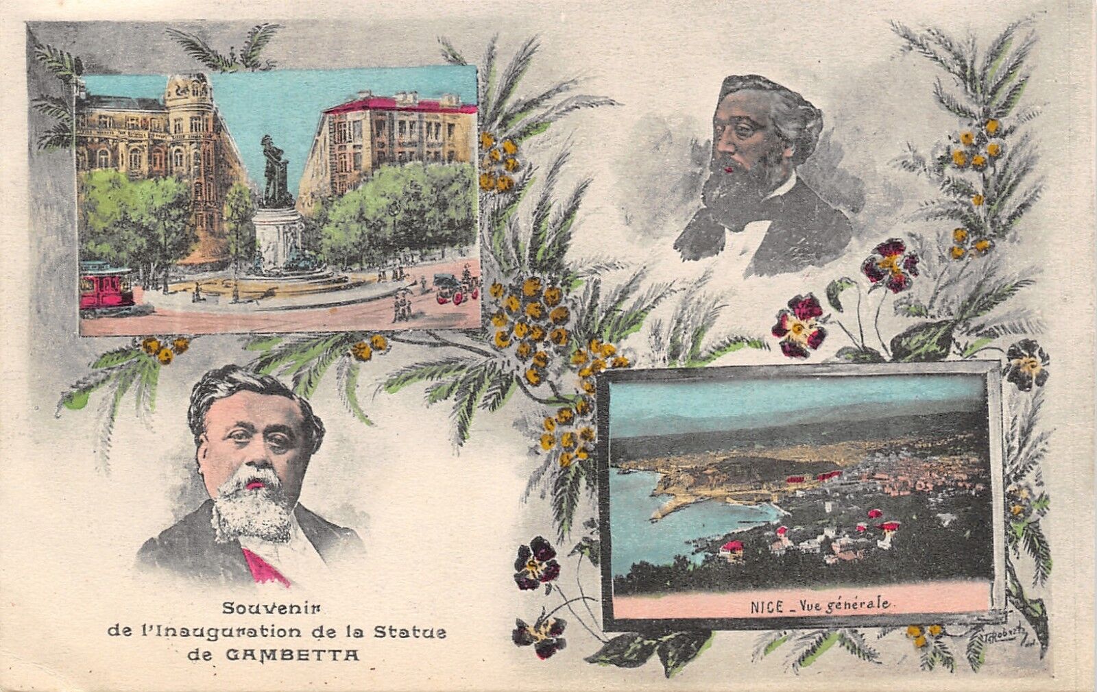Nice France~Léon Gambetta Statue Inauguration Souvenir~Art Nouveau~1909 Postcard