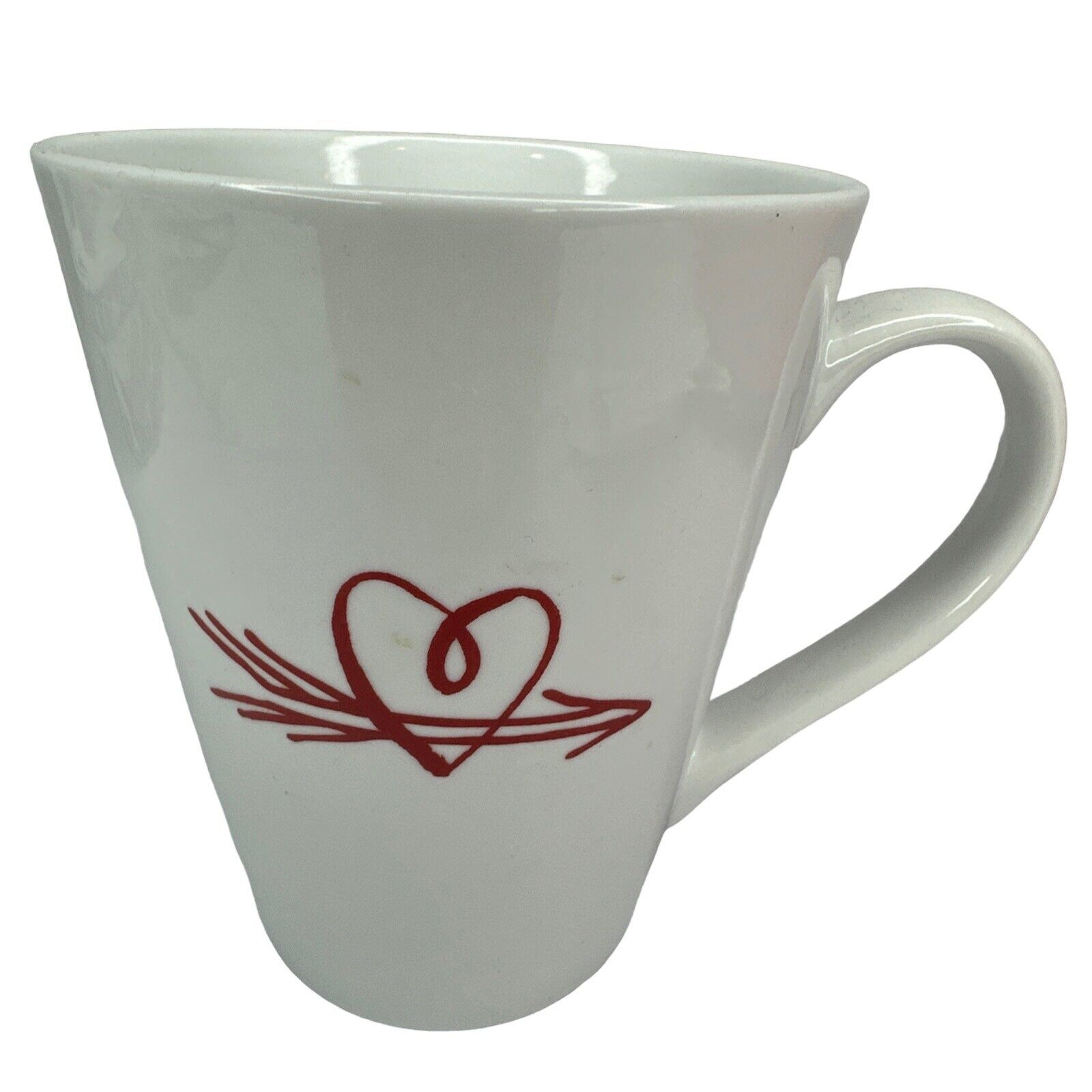 Starbucks Valentines Coffee Mug Tea Cup Ceramic Red Heart Arrow 2014 13 oz