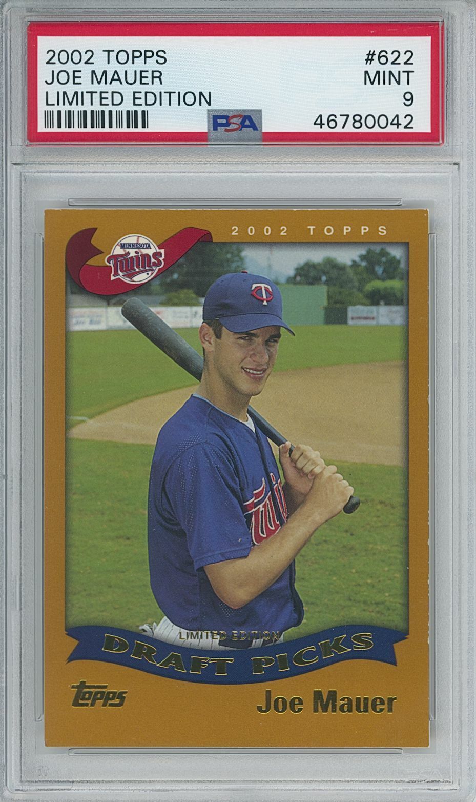 2002 Topps LIMITED GLOSSY Joe Mauer RC PSA 9 MINT ONLY 4 NONE HIGHER RARE
