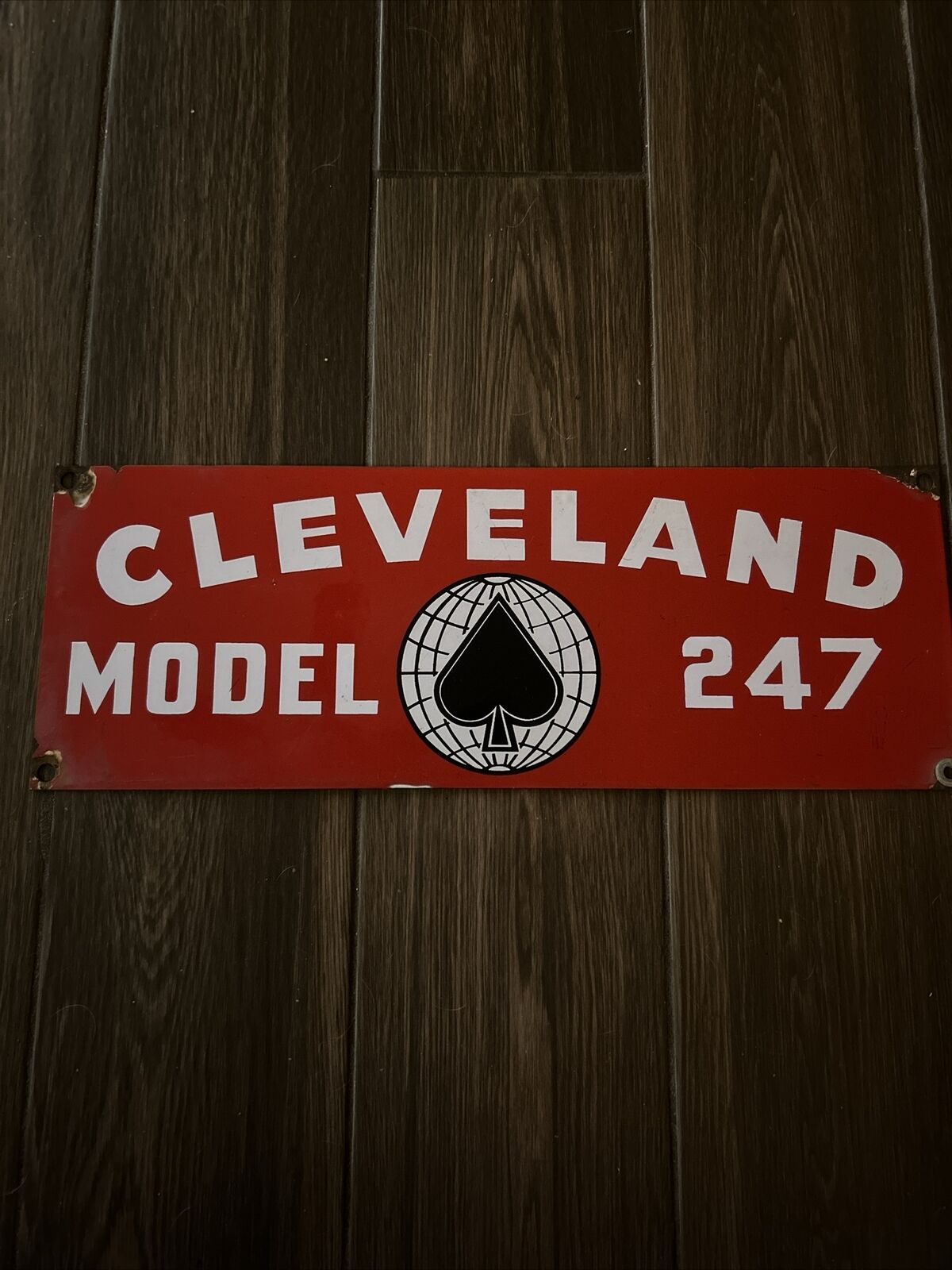 Vintage CLEVELAND Metal SIGN Advertising Machinery Excavator Gas & Oil