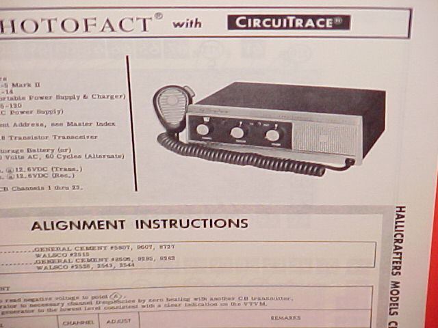 1964 HALLICRAFTERS CB RADIO SERVICE MANUAL MODELS CB-5 MARK II & HA-14 & P-5-120