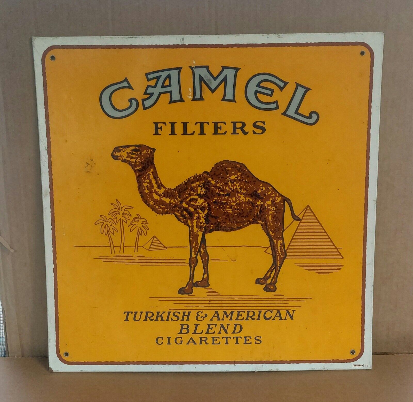 Vintage 17x17 Camel Filters Cigarettes Laminate over wood Advertising Sign 1964?