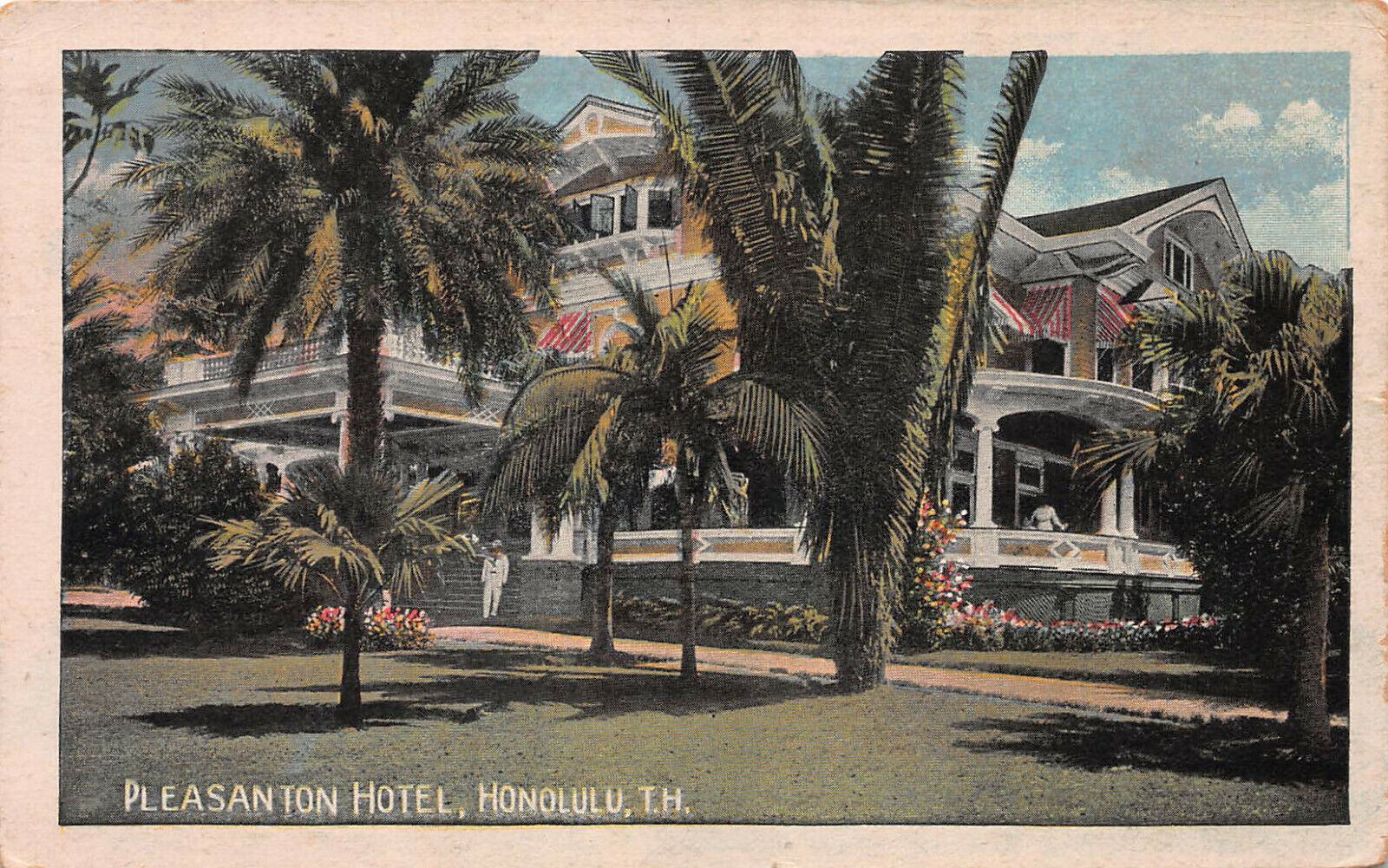 Pleasanton Hotel, Honolulu, Hawaii Territory, Early Postcard, Unused 