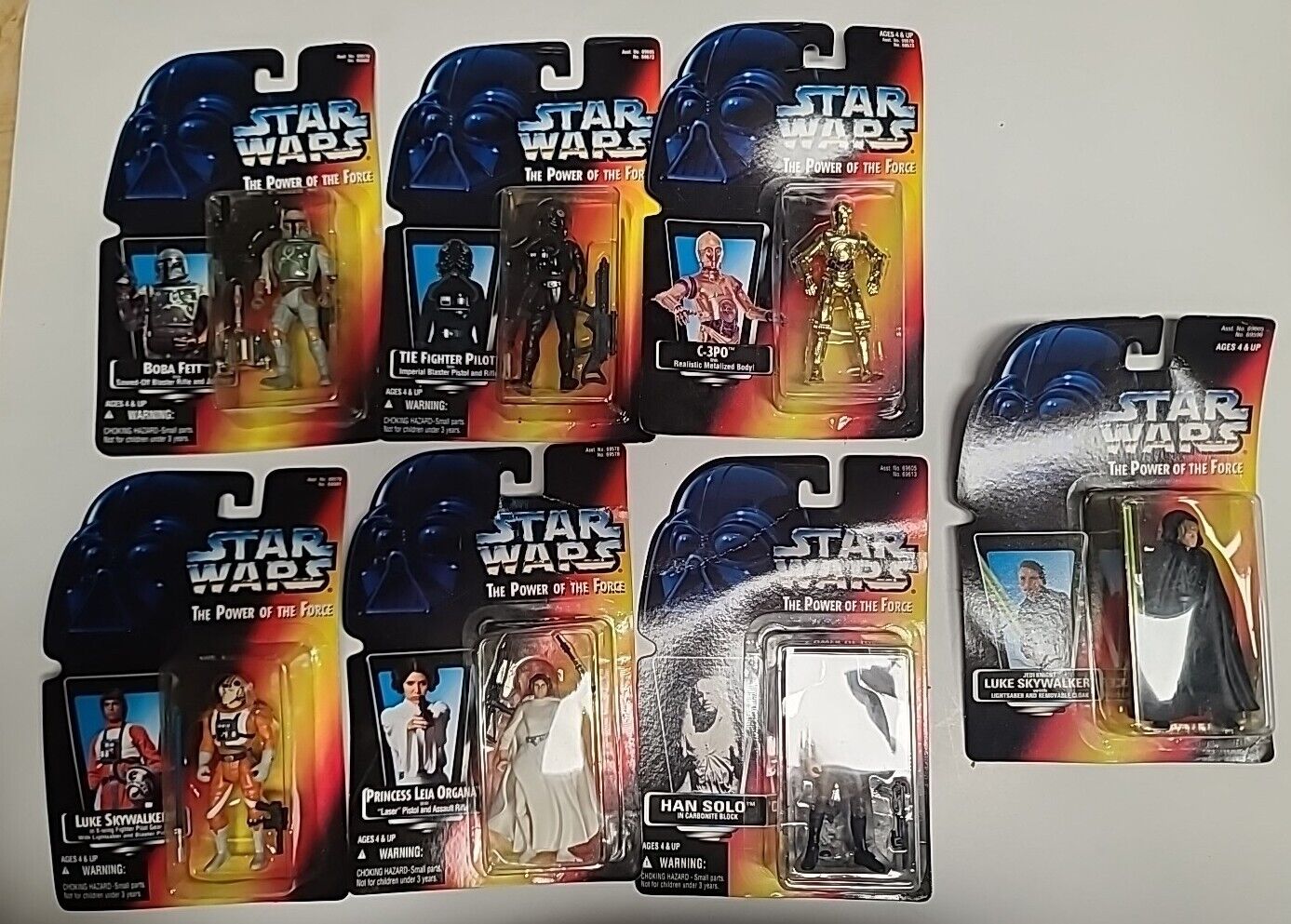 1996 VTG Star Wars The Power Of The Force Lot Of 7 Sealed Characters