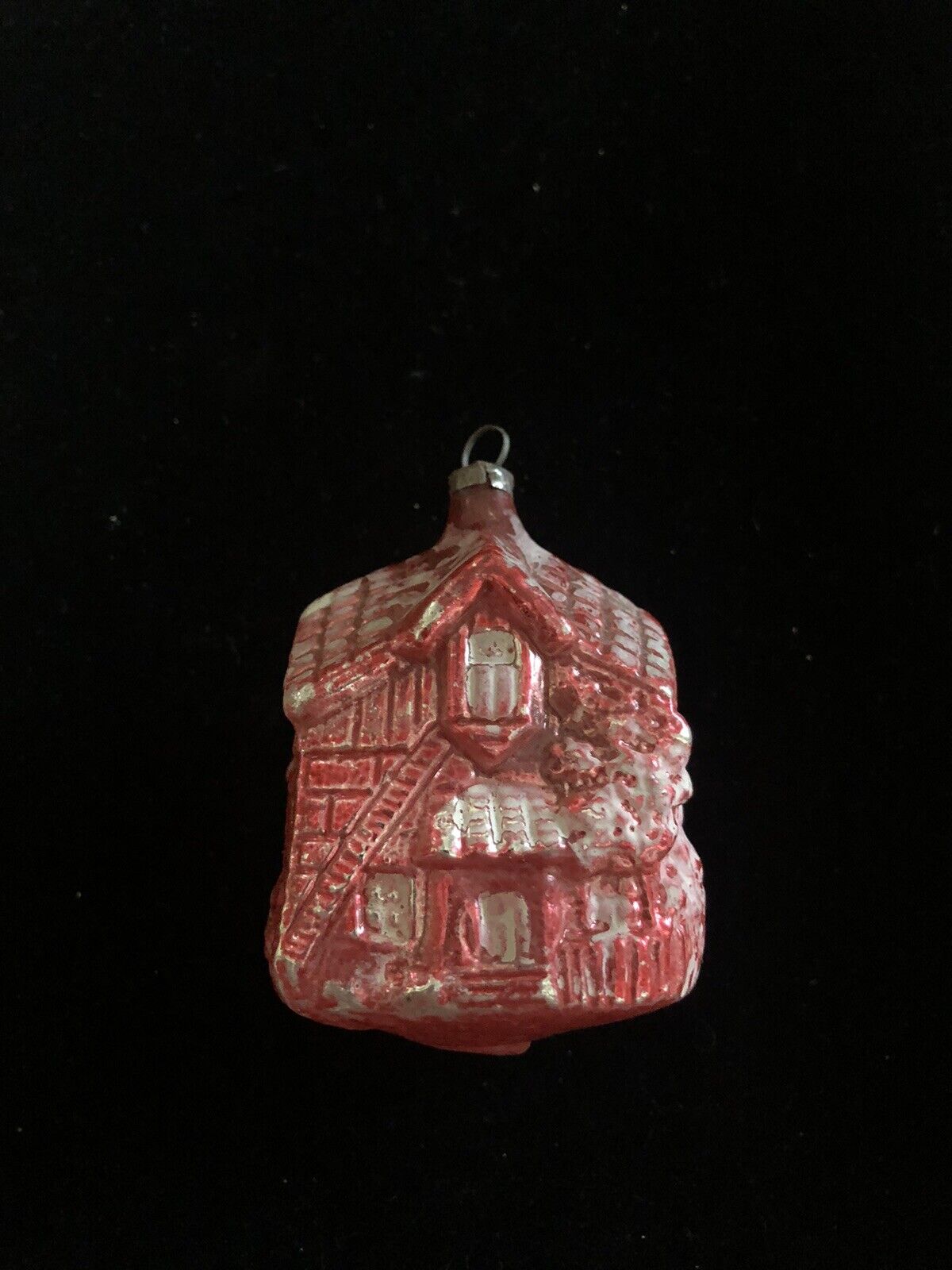 Antique Unusual German Figural Large Red House Christmas Glass Ornament- 1920s