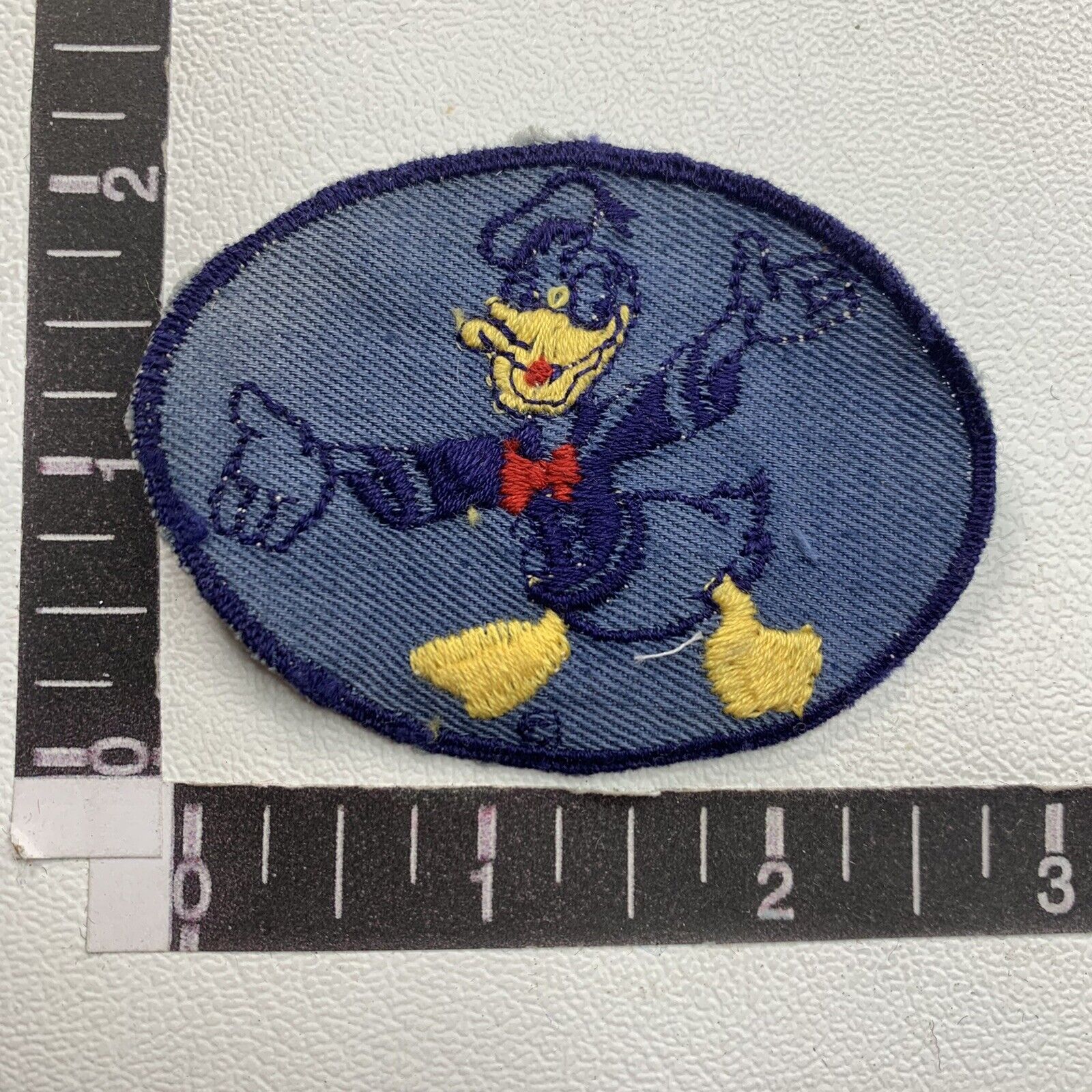 Vintage 1940s Disney DONALD DUCK Embroidered Blue Twill Patch Dk Blue Bdr 00Y2