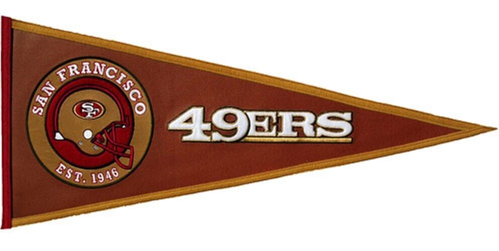 Vintage San Francisco 49ers Leather Pennant Flag NFL Officially Licensed