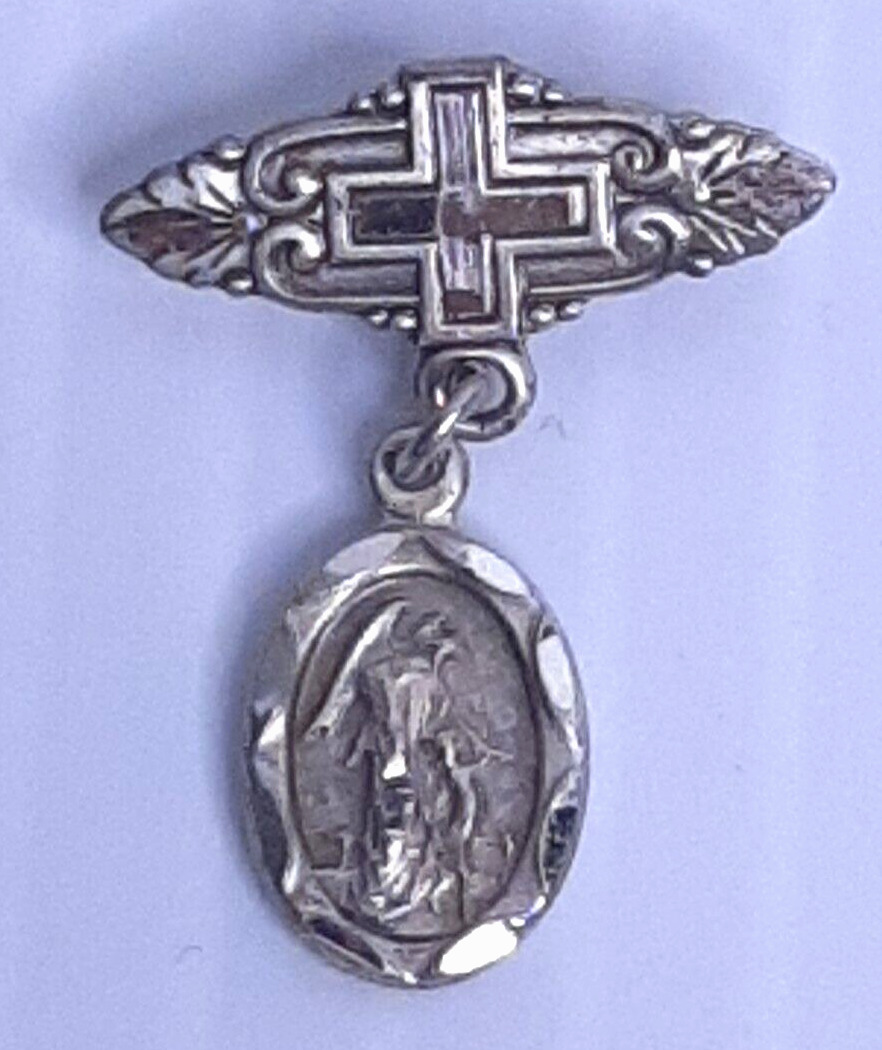Vintage BLI Sterling Silver Baby Badge Pin Guardian Angel Catholic Christian