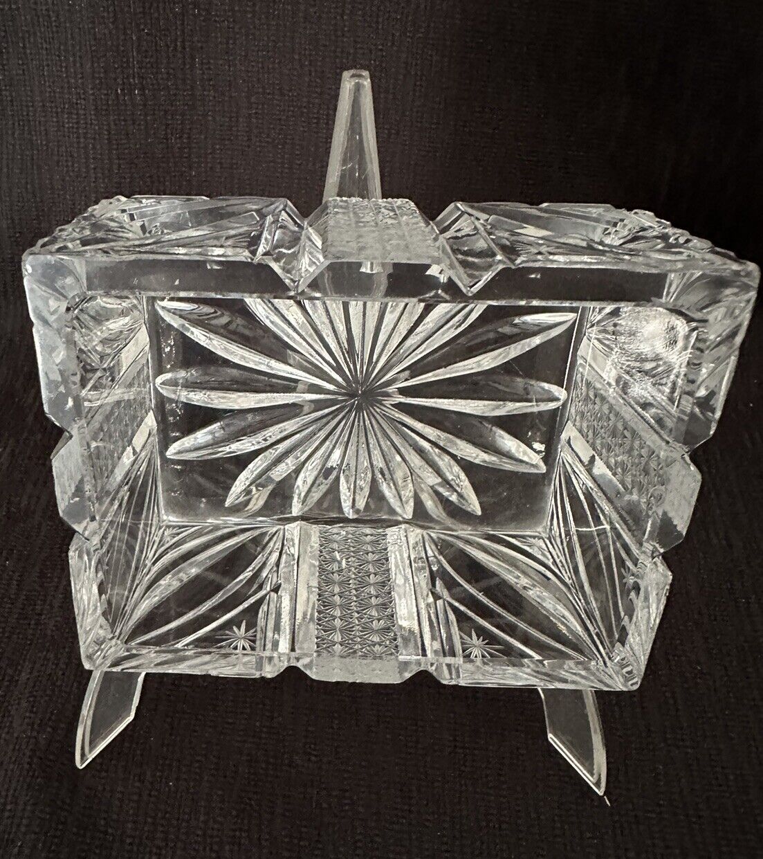 Cut Crystal Square Dish, Intricate Cuts Mints/Candy/Nuts/Jewelry 1970’s Brazil