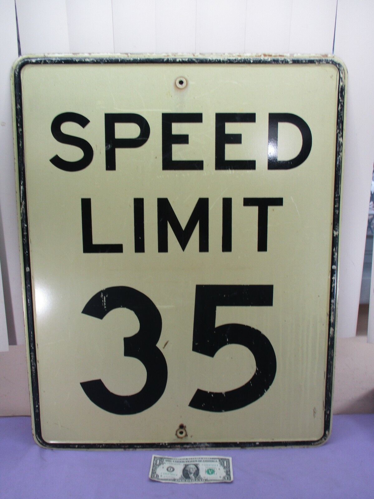 Vintage HUGE Speed Limit 35 HEAVY METAL Embossed Traffic Street Sign 30\