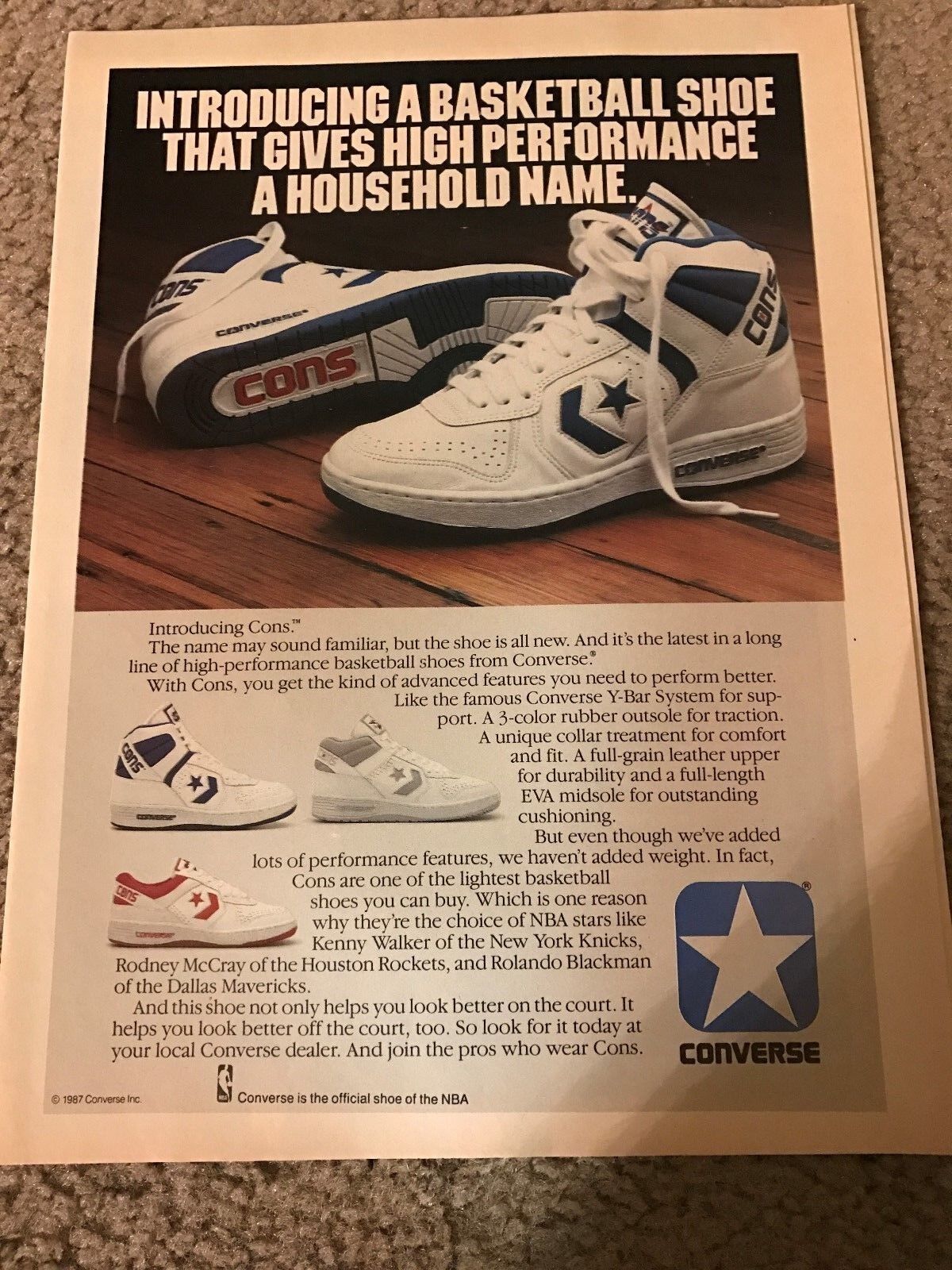 CONVERSE CONS Basketball Shoes Poster Print Ad 1980s ROLANDO BLACKMON KEN WALKER
