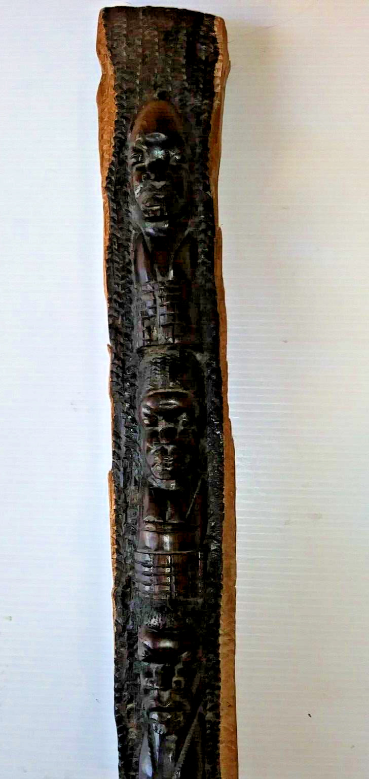 Vintage African Tree Of Life Ebony?.. Wood Carving Sculpture 18” Art Figures