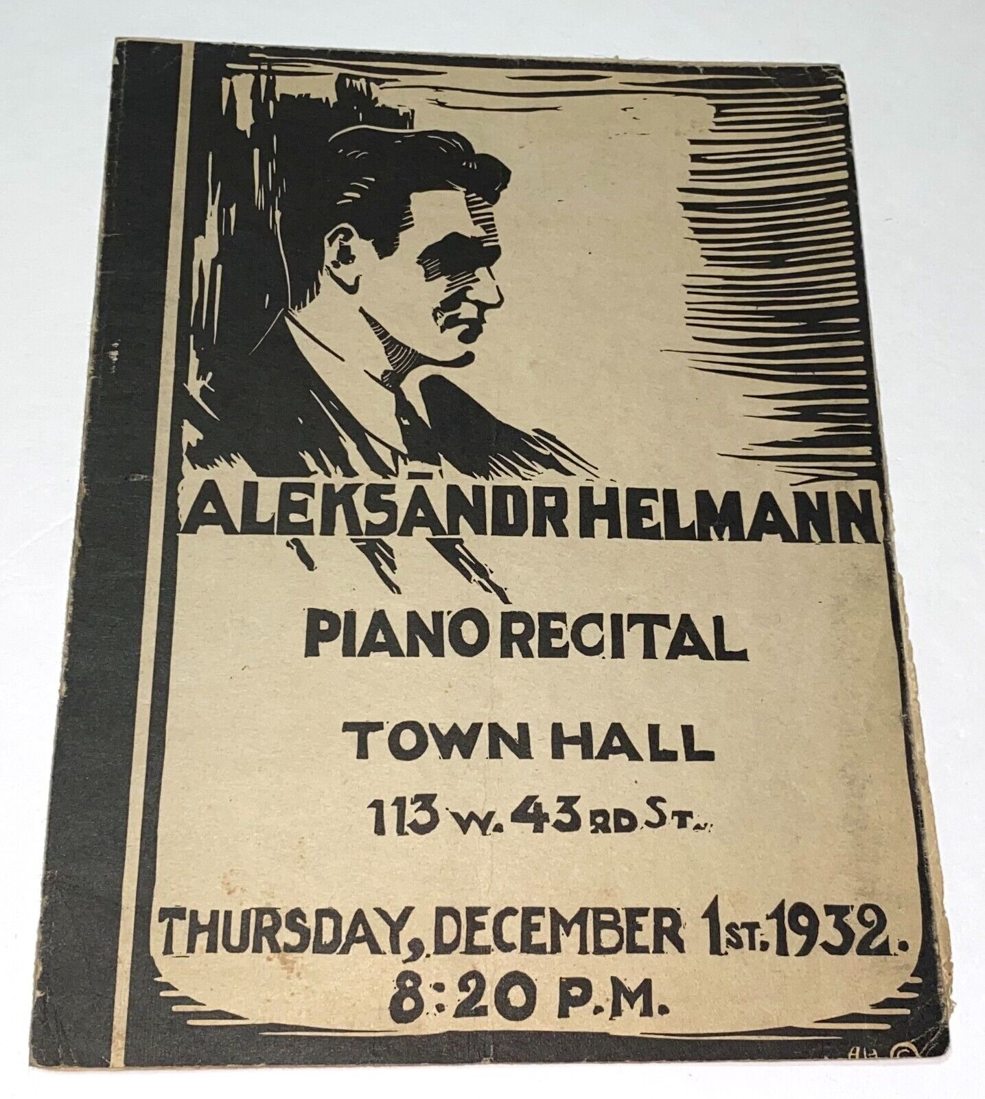Rare Antique Famous Russian Pianist Aleksandr Helmann Piano Recital Program 1932