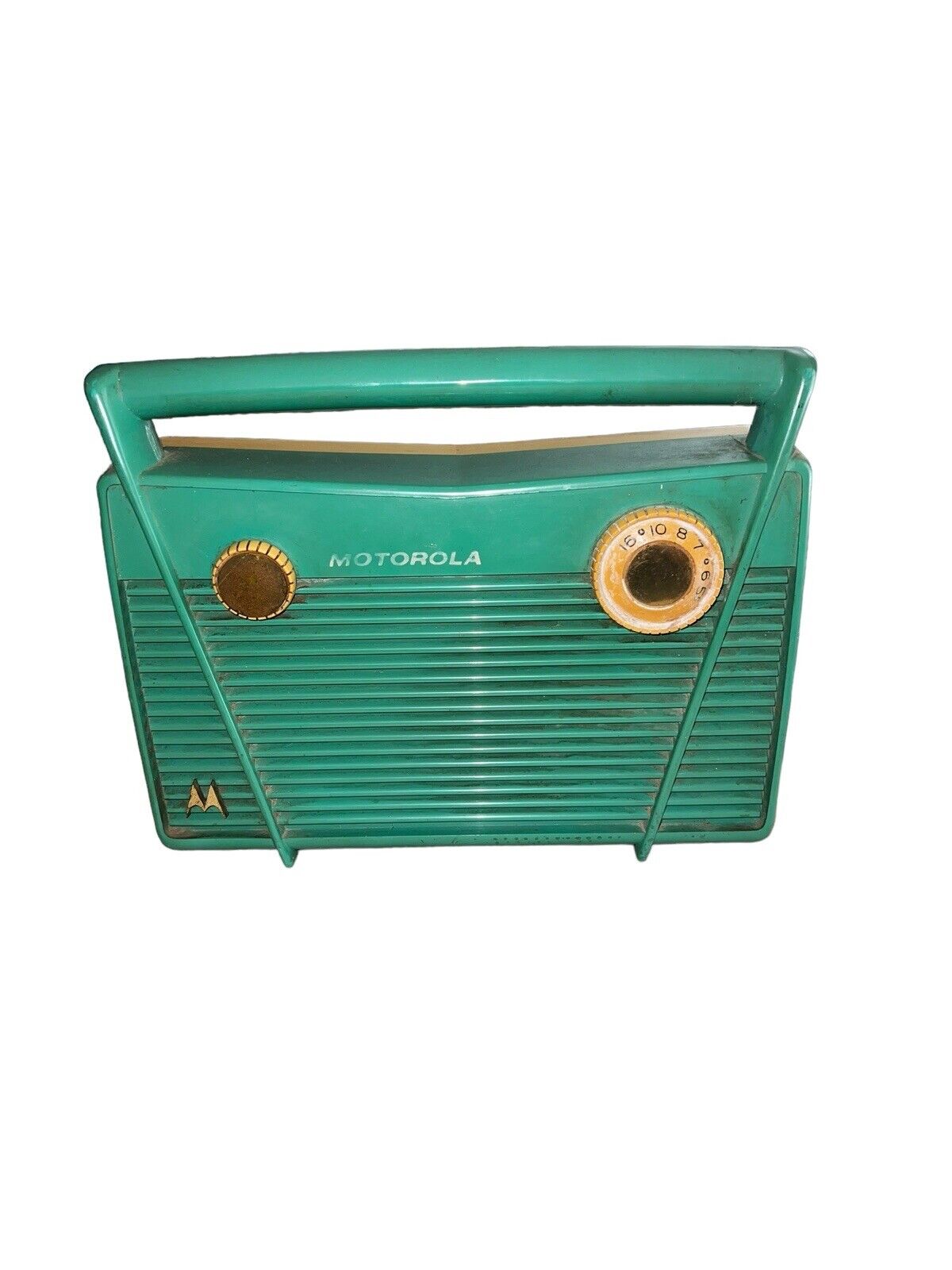1950's Motorola Corsair 5P21B Green Portable Tube AM Radio Tested Prop
