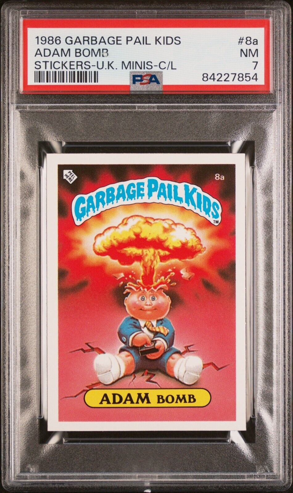 1986 Topps Garbage Pail Kids Series 1 UK Minis ADAM BOMB 8a Checklist Card PSA 7