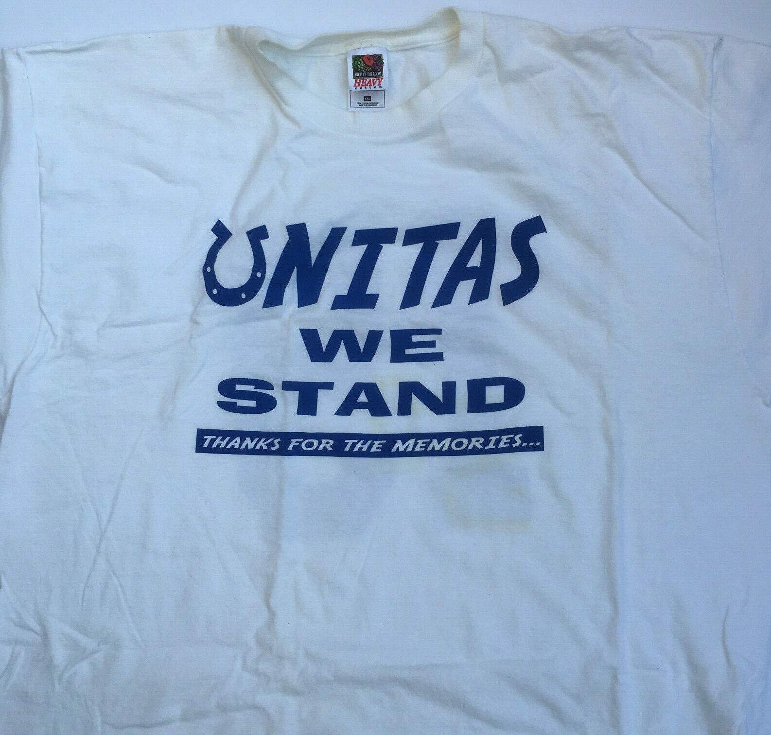 Indianapolis COLTS Johnny United White Tshirt XXL NWOT made by Fruit of the Loom