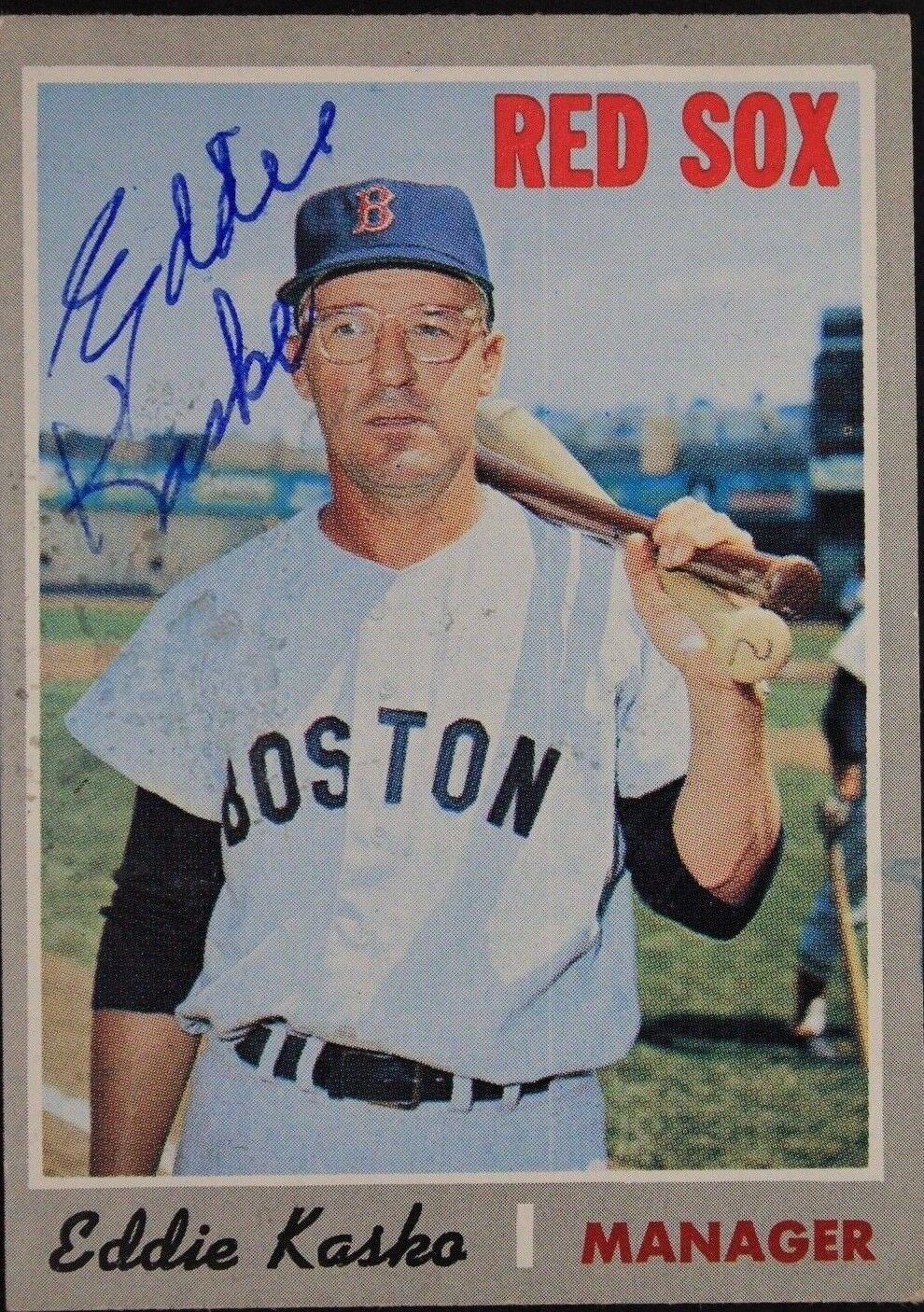 Eddie Kasko Red Sox Manager 1970 Topps #489 Autographed Baseball Card 