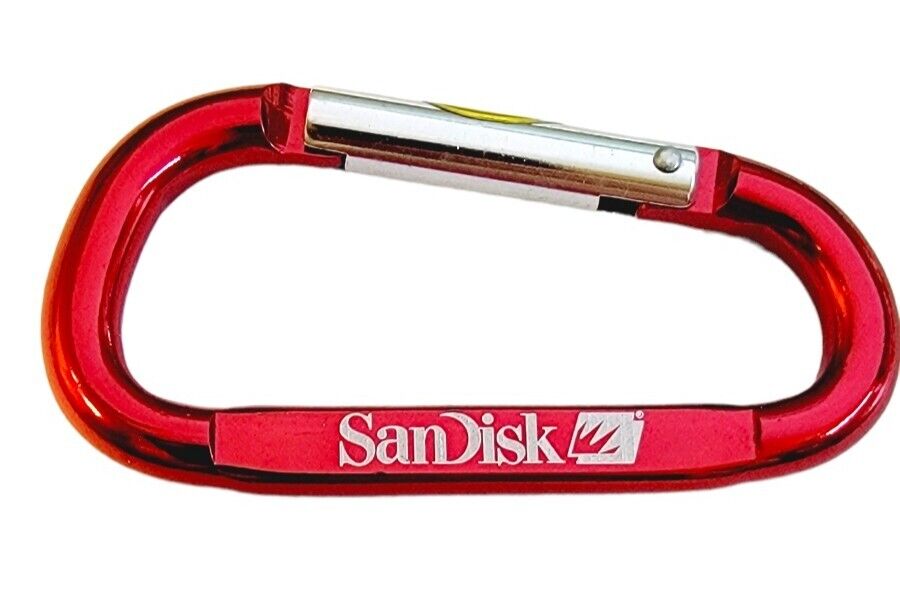 SanDisk Carabiner Clip Digital Technology Company Snap Hook Red Keyring Gift 