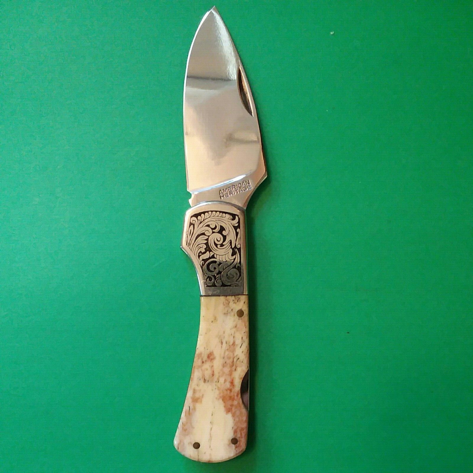 Precise Folding Knife American Heritage Model 440 Japan Smooth Bone Handles READ
