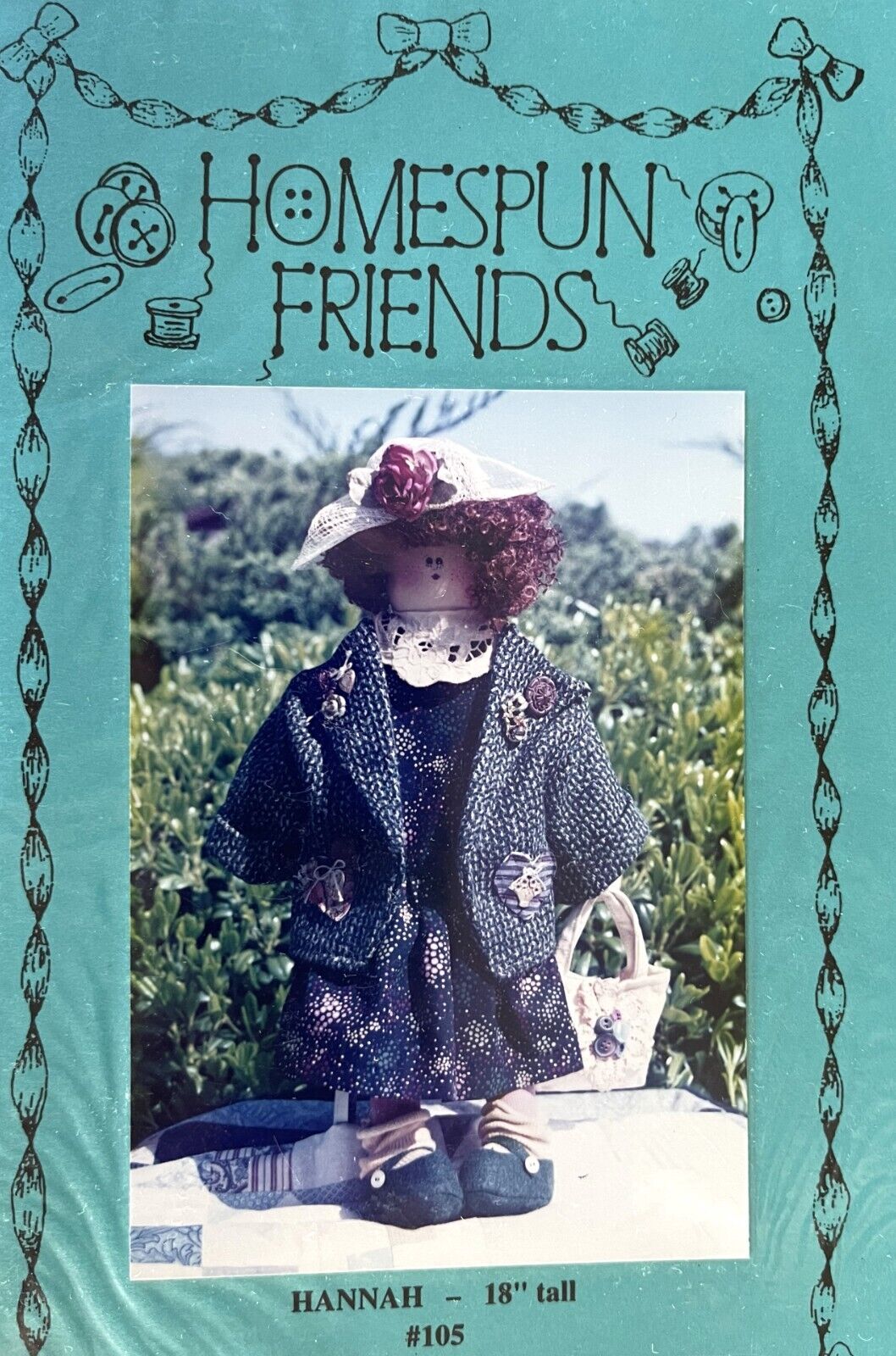 1990\'s HomeSpun Friends Hannah Doll Pattern 105 Size 18\