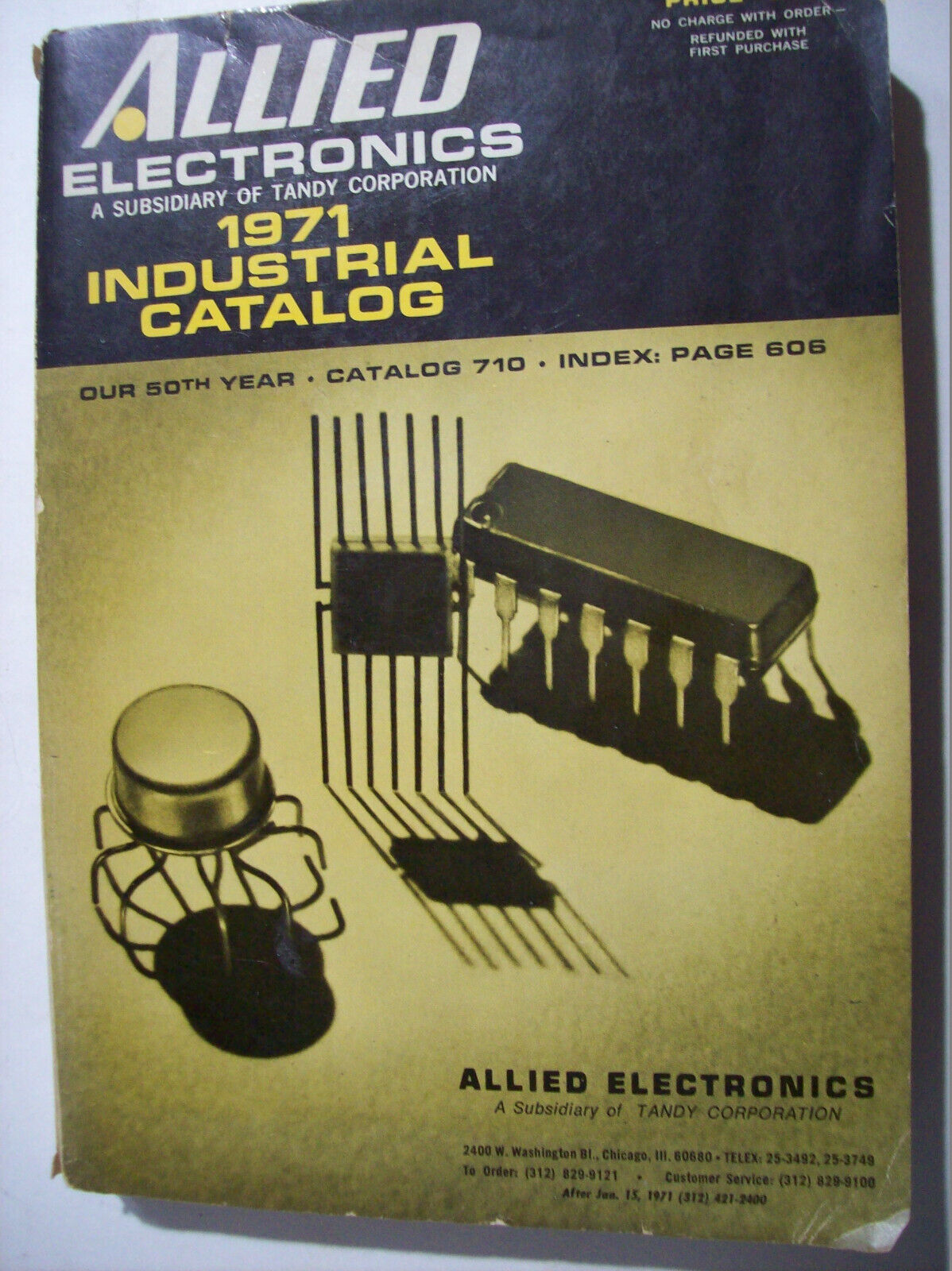 Vintage ALLIED ELECTRONICS 1971 INDUSTRIAL CATALOG 710, Tandy Corp, 614 Pages