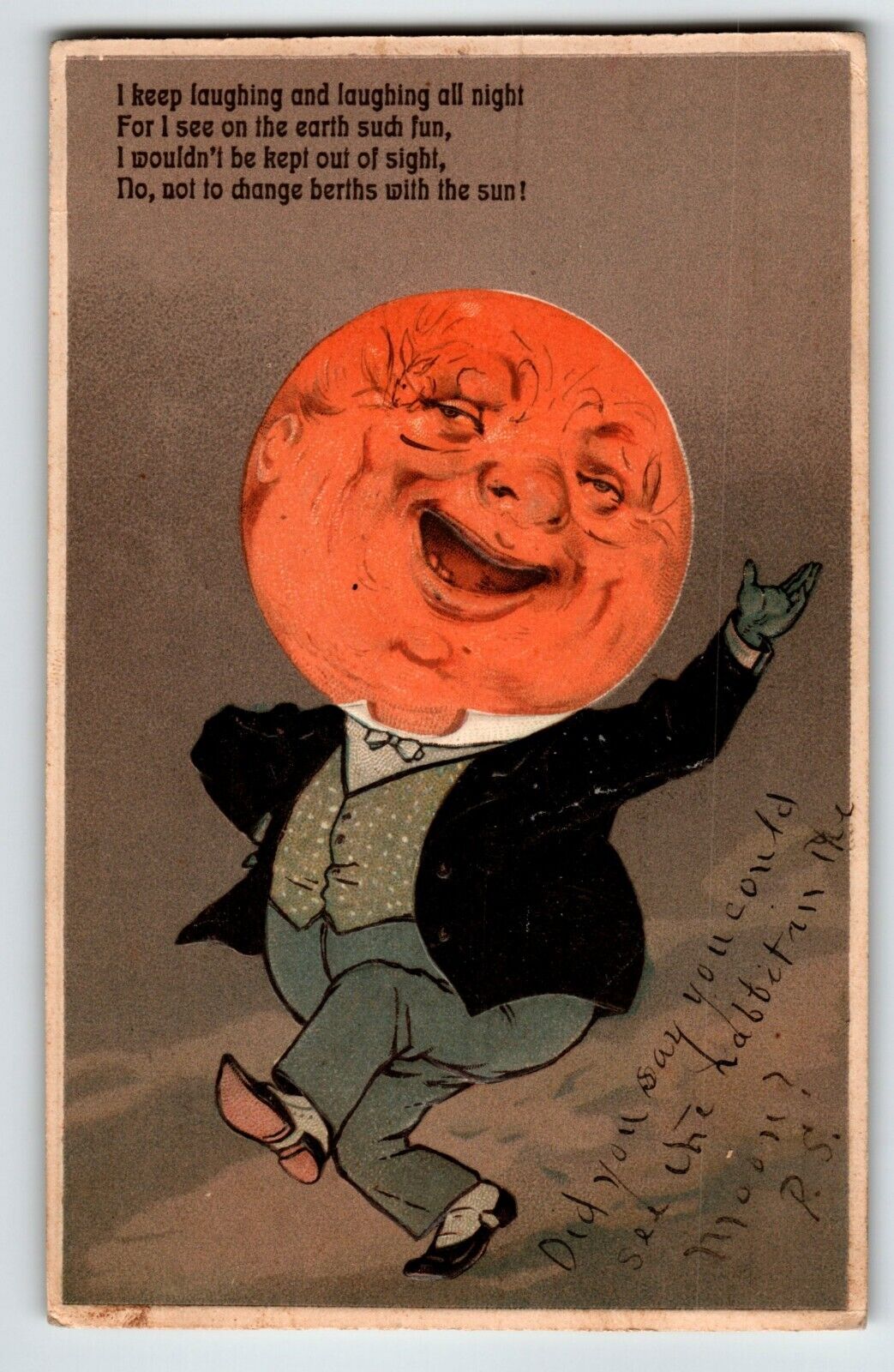 Moon Man Human Face Anthropomorphic Fantasy Paul Finkenrath PFB 1906 Embossed