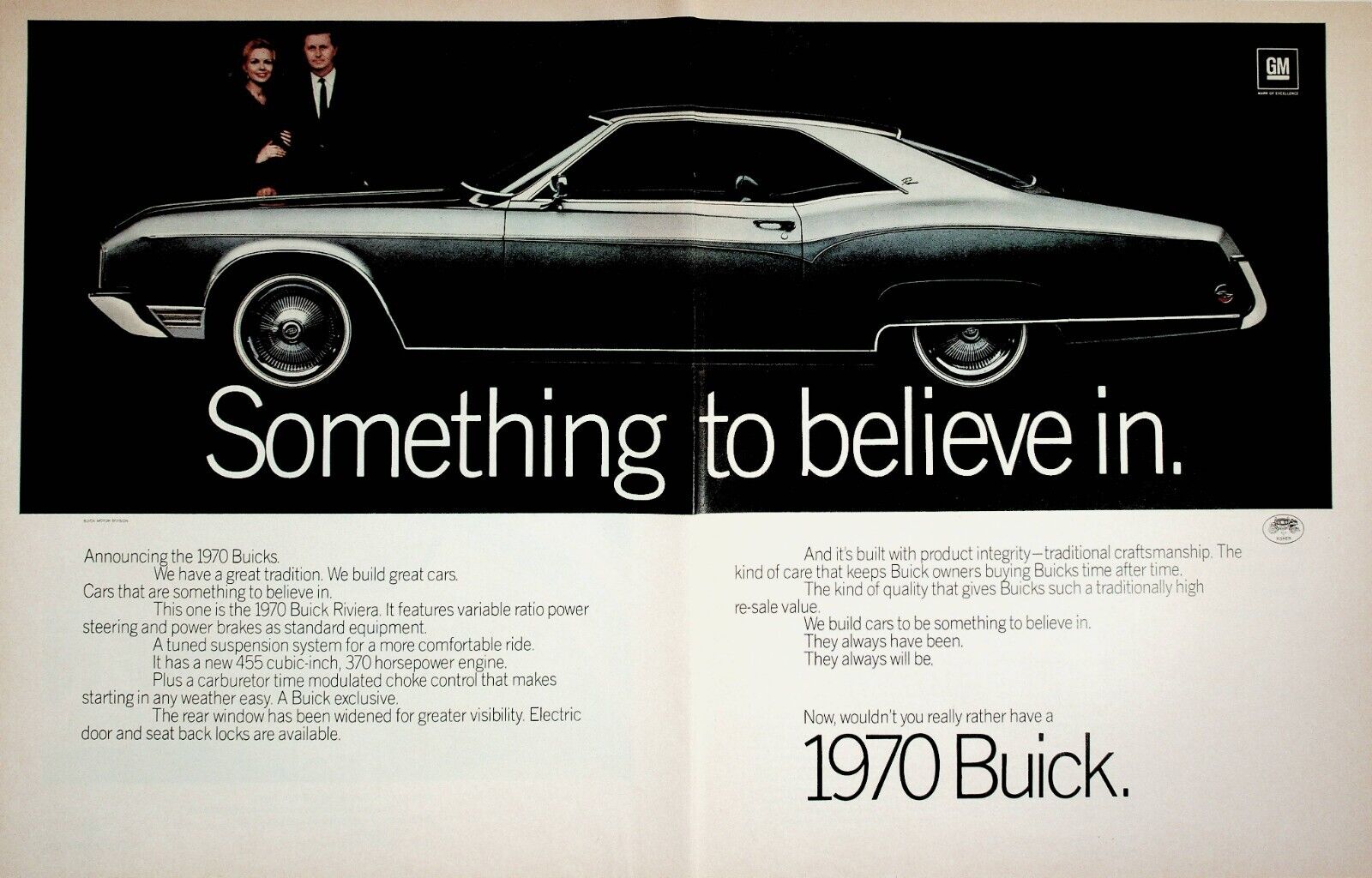 1970 Buick Riviera Car Automobile - 2-Page Vintage Print Advertisement