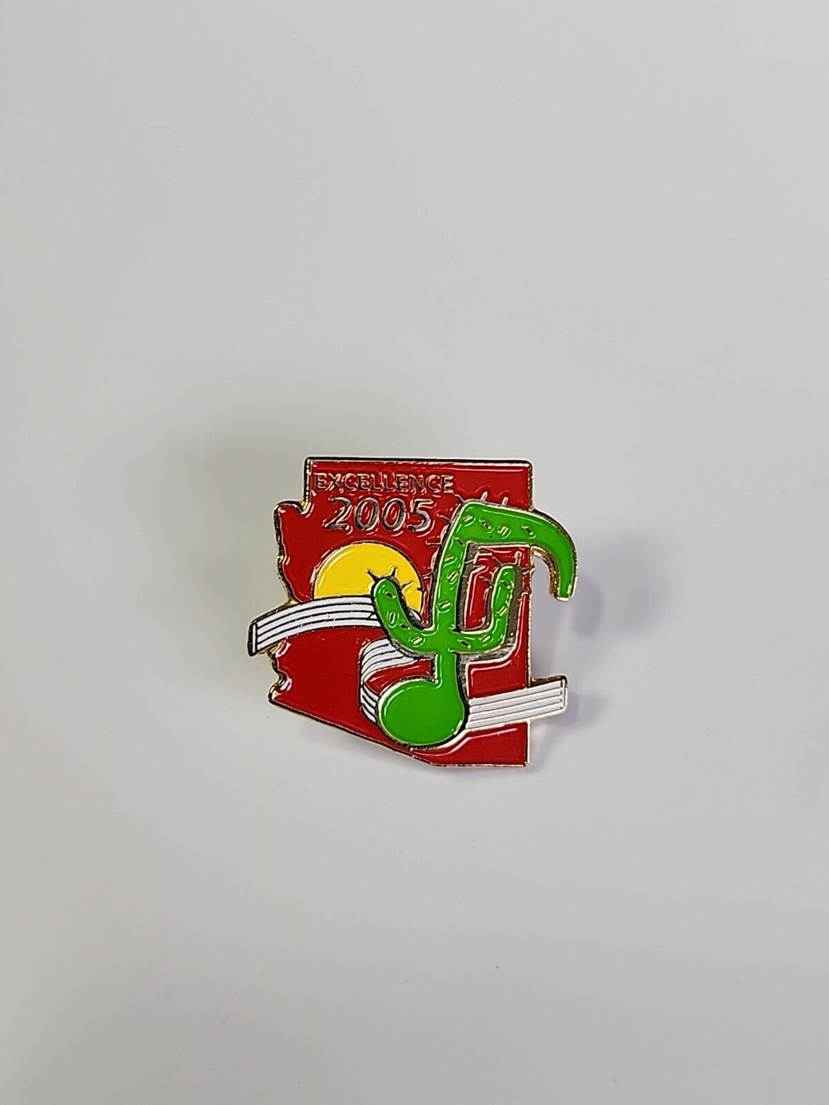 Excellence 2005 Arizona Lapel Pin Cactus Red Background 