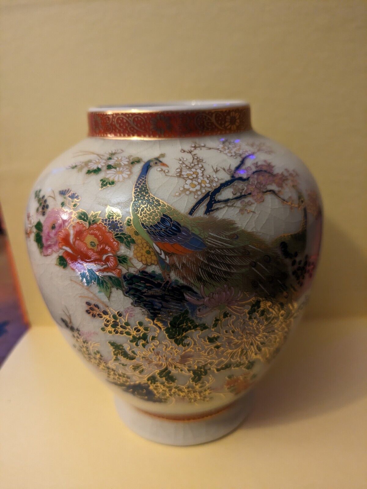 Antique SATSUMA Double Peacock Vase, huge ex-condition, Post WW2 late 40's era