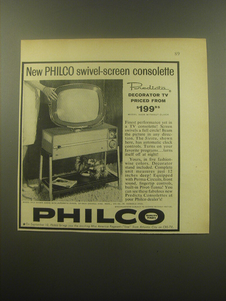 1959 Philco Predicta Siesta Model 3412 Television Advertisement