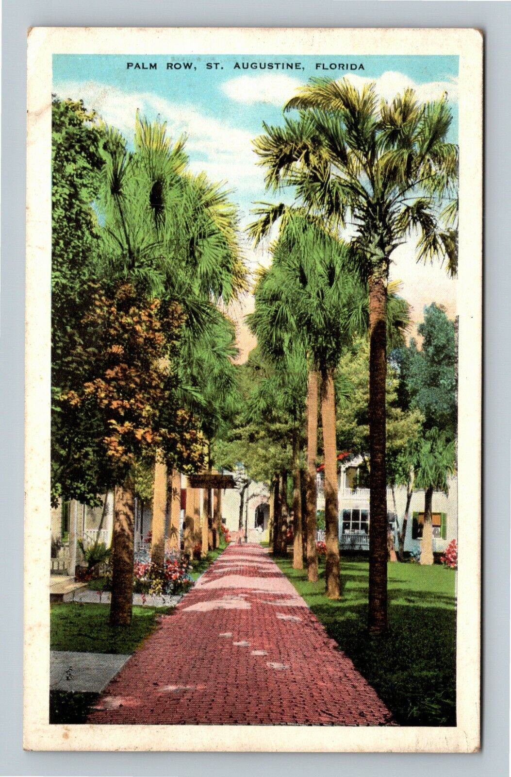 St Augustine FL, Palm Row, Florida c1933 Vintage Postcard