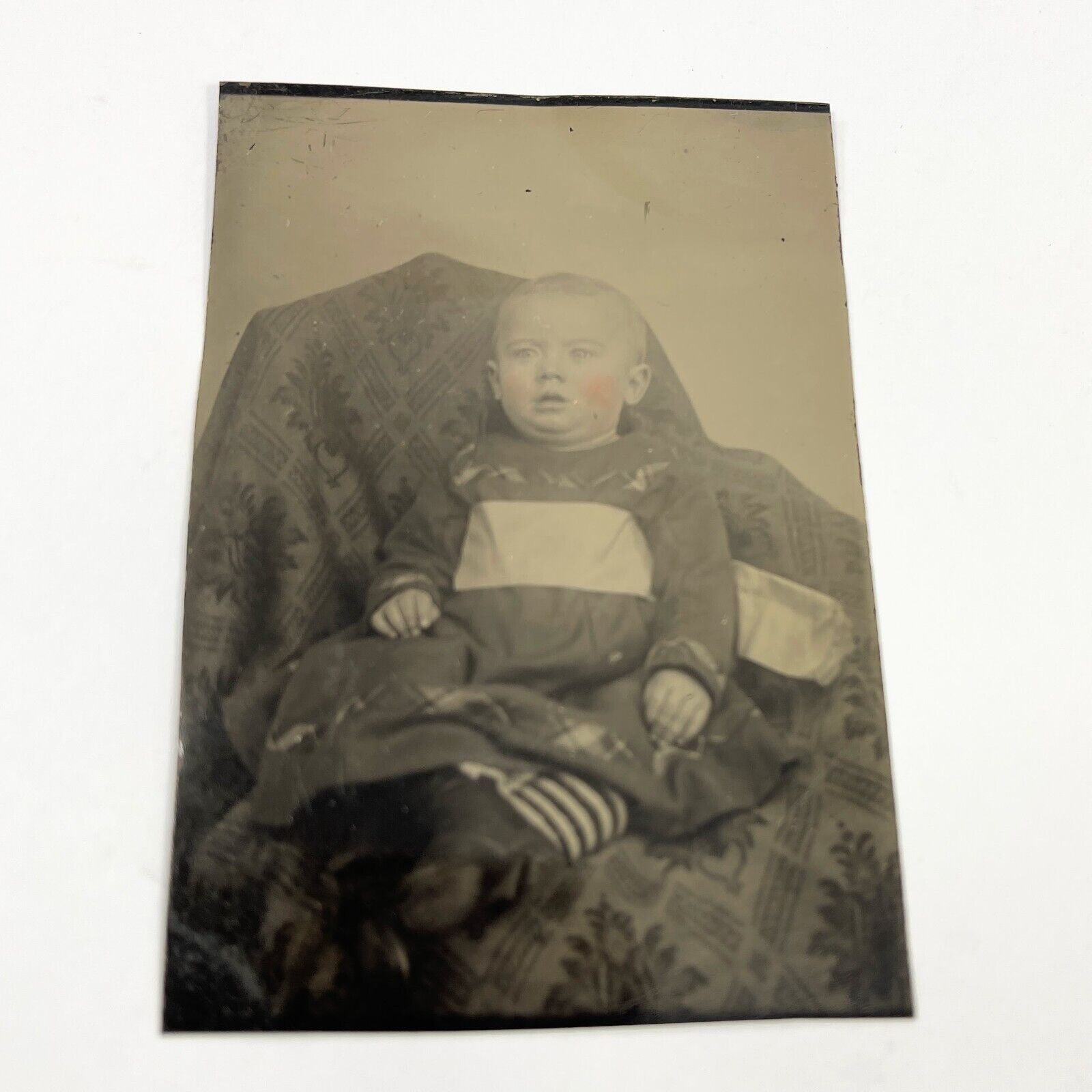 HIDDEN MOTHER BABY TODDLER TINTYPE Antique Covered Cloaked Creepy Spooky
