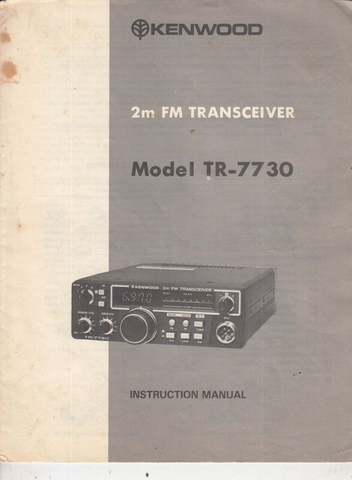 *GENUINE ORIGINAL KENWOOD TR-7730 2 METER FM TRANSCEIVER INSTRUCTION MANUAL*