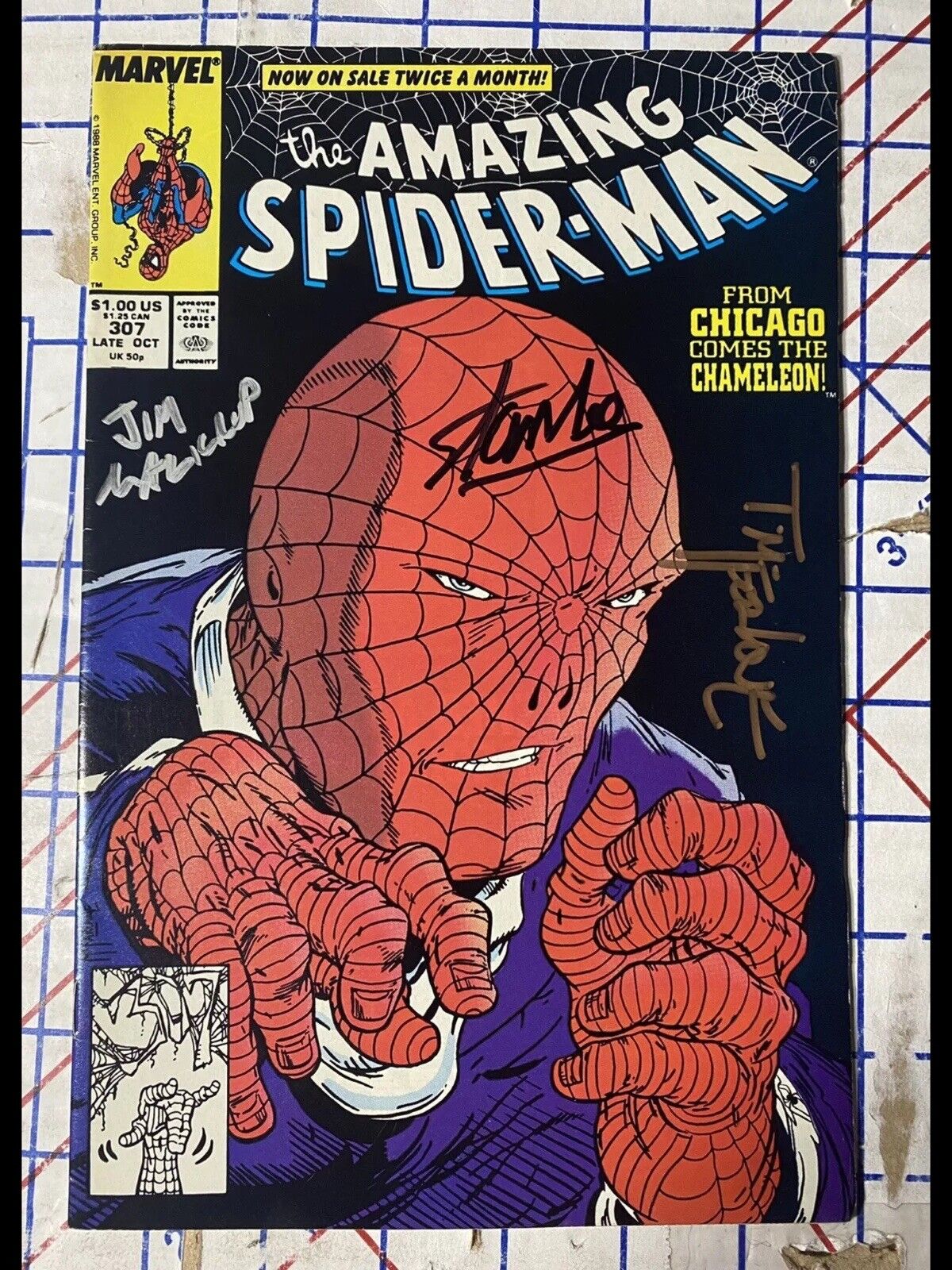 Amazing Spider-Man 307 Signed 3X By Stan Lee,Todd McFarlane, And Jim Salicrup
