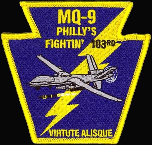 USAF 103rd ATTACK SQ-MQ-9 REAPER- PHILLY’S FIGHTIN’ 103RD- PA ANG-ORIGINAL PATCH