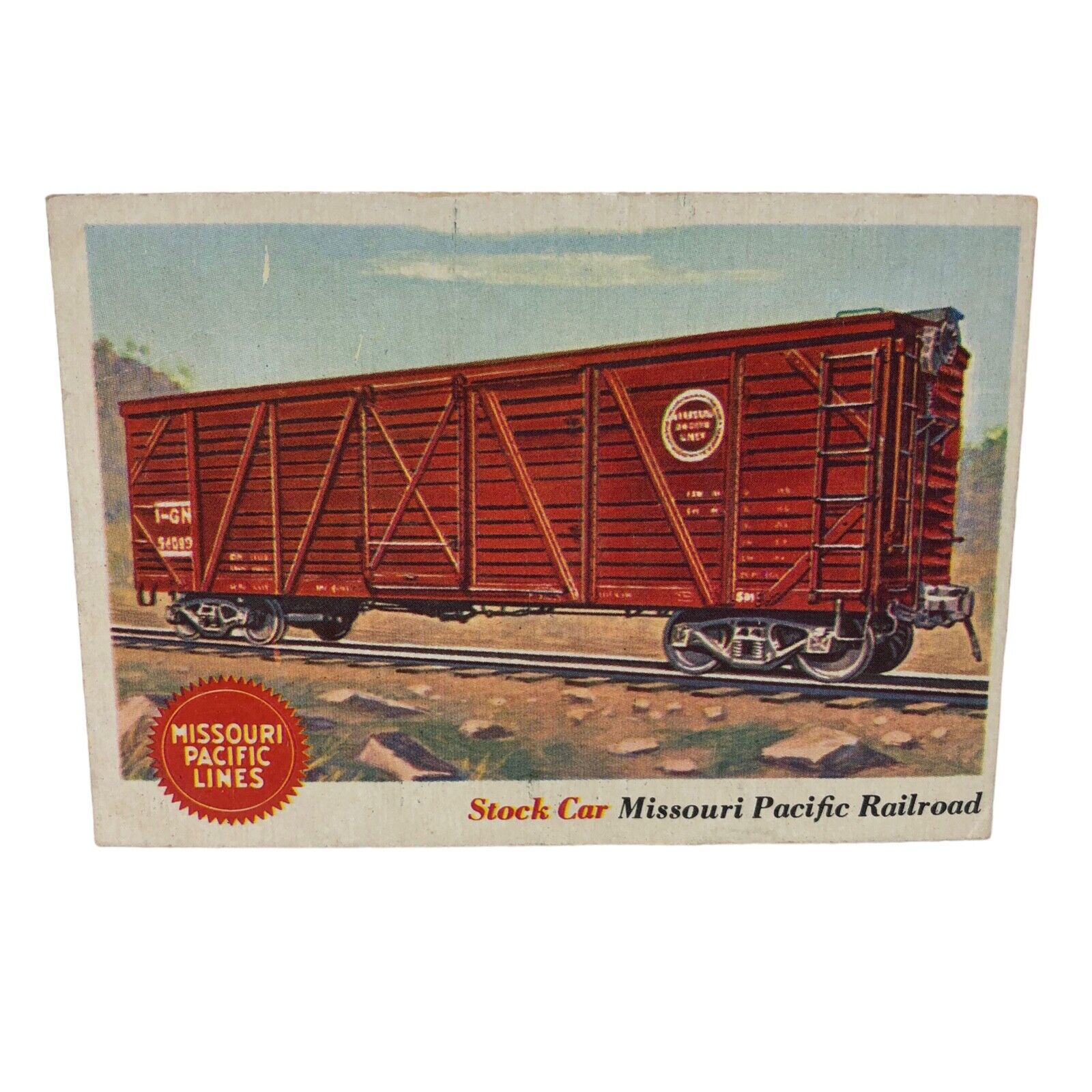 VTG 1955 Topps Rails & Sails, # 11 Stock Car Missouri Pacific Railroad