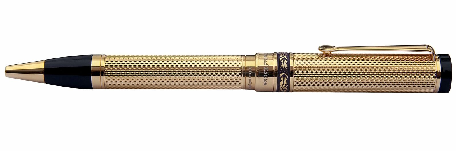 Xezo Tribune Diamond-cut Engraved Medium Ballpoint Pen,18K Gold Plated          