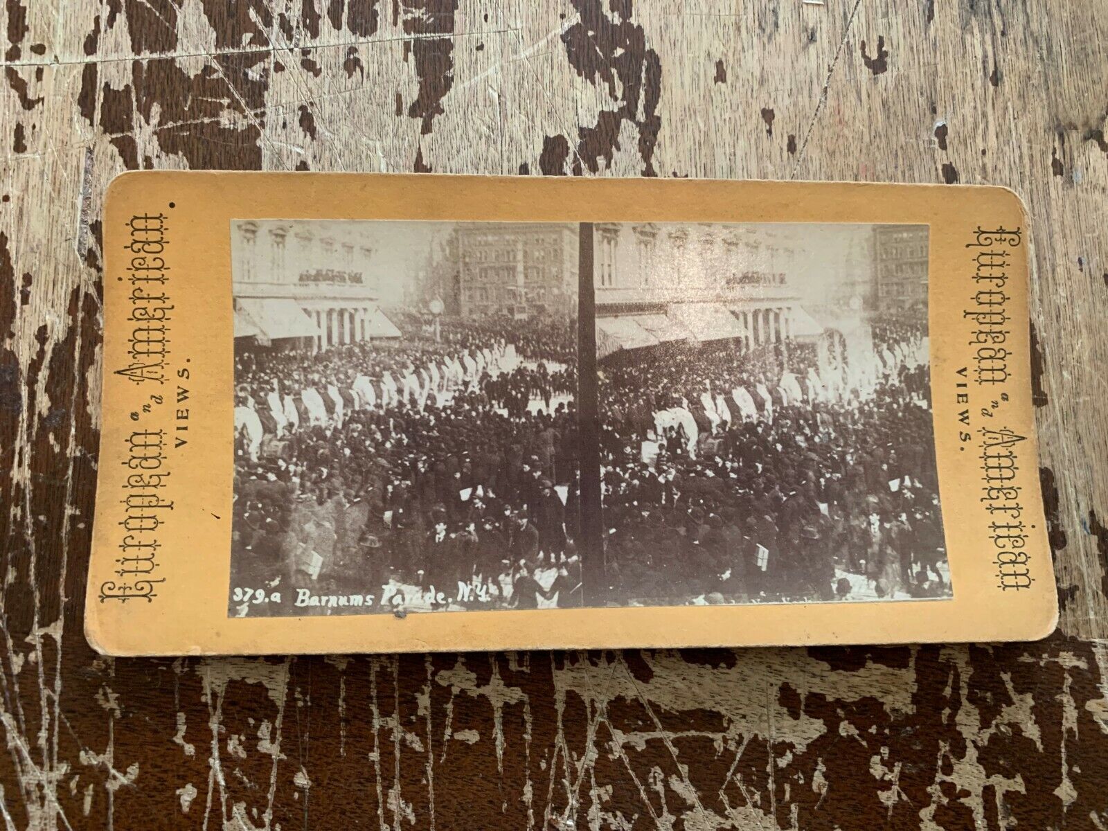 circa 1909 Barnum\'s Parade NY Stereoview