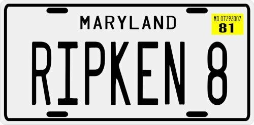 Cal Ripken Rookie Baltimore Maryland 1981 License plate
