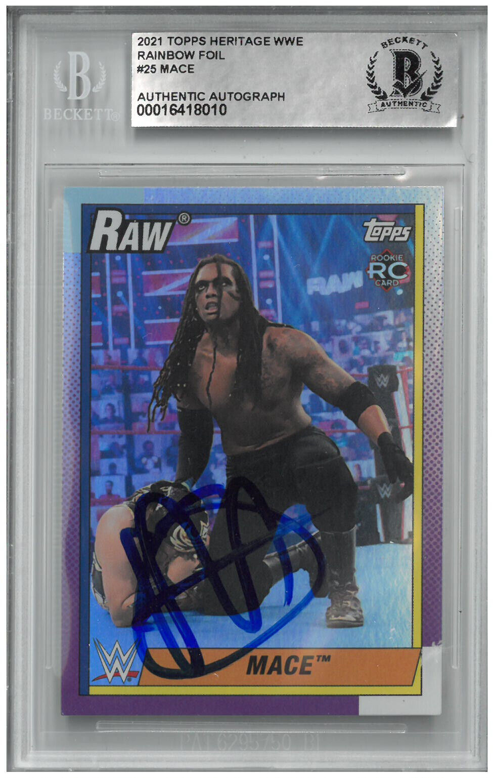 Mace Signed Autograph Slabbed 2021 WWE Topps Heritage Foil Rookie Card Beckett