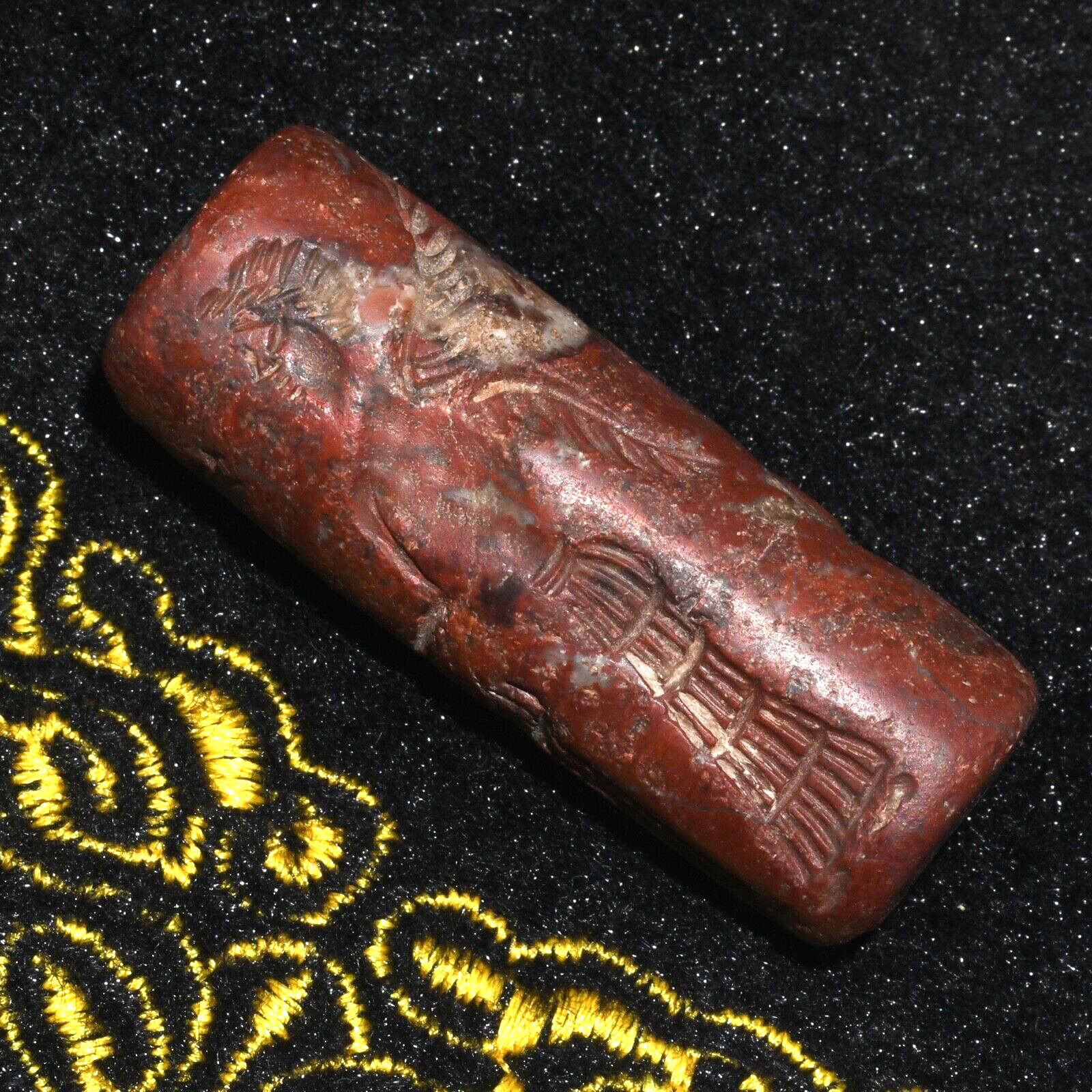 Large Ancient Middle Eastern Early Akkadian Jasper Stone Cylinder Seal Bead