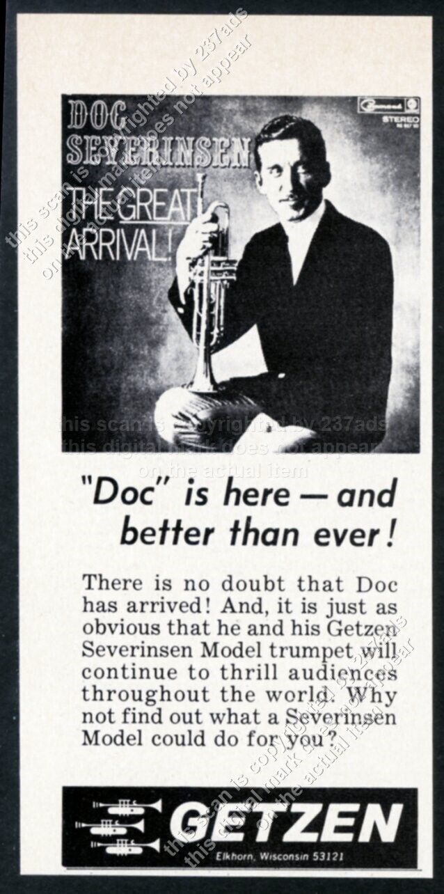 1970 Doc Severinsen photo Getzen Eterna trumpet vintage print ad