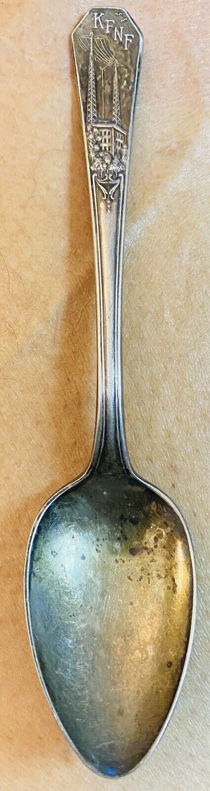 ANTIQUE KFNF Radio Station Henry Field Seed Co ADVERTISING SOUVENIR SPOON RARE