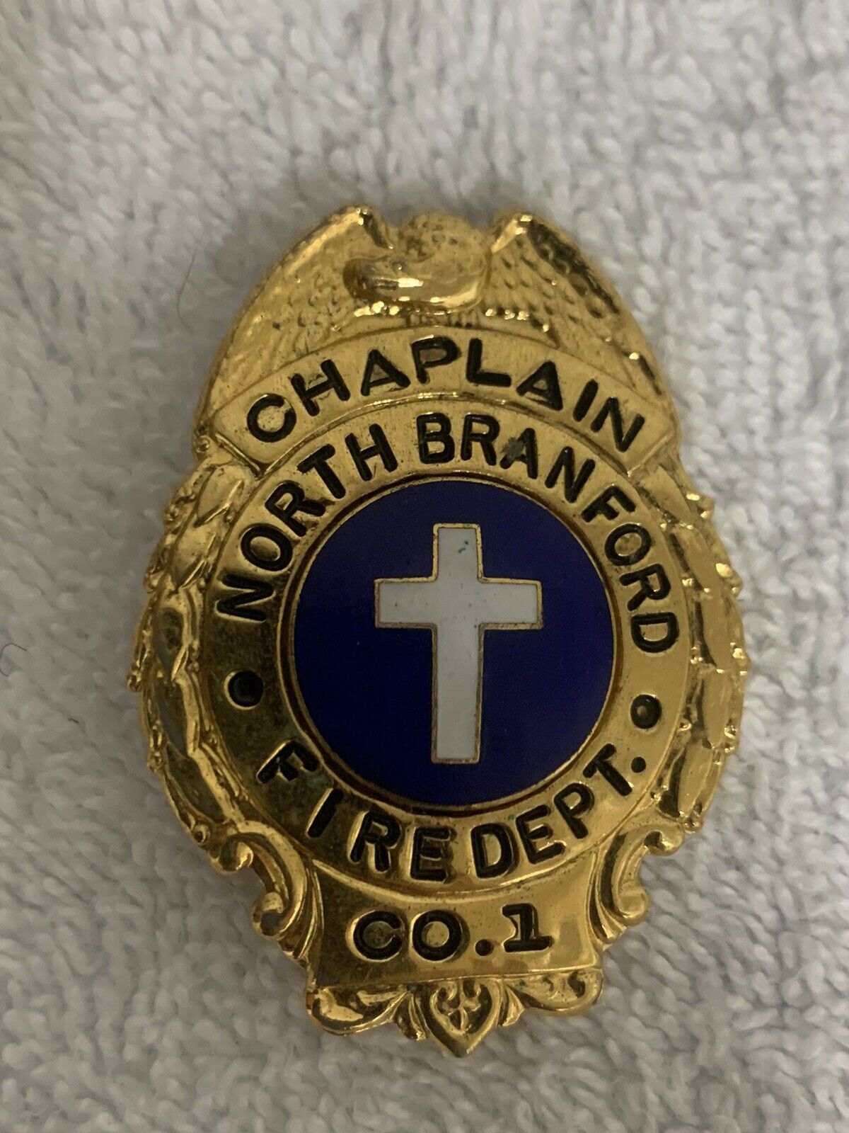 Vintage Obsolete Fireman's  Gold Badge Fire Dept. Chaplain North Bradford Co.1 