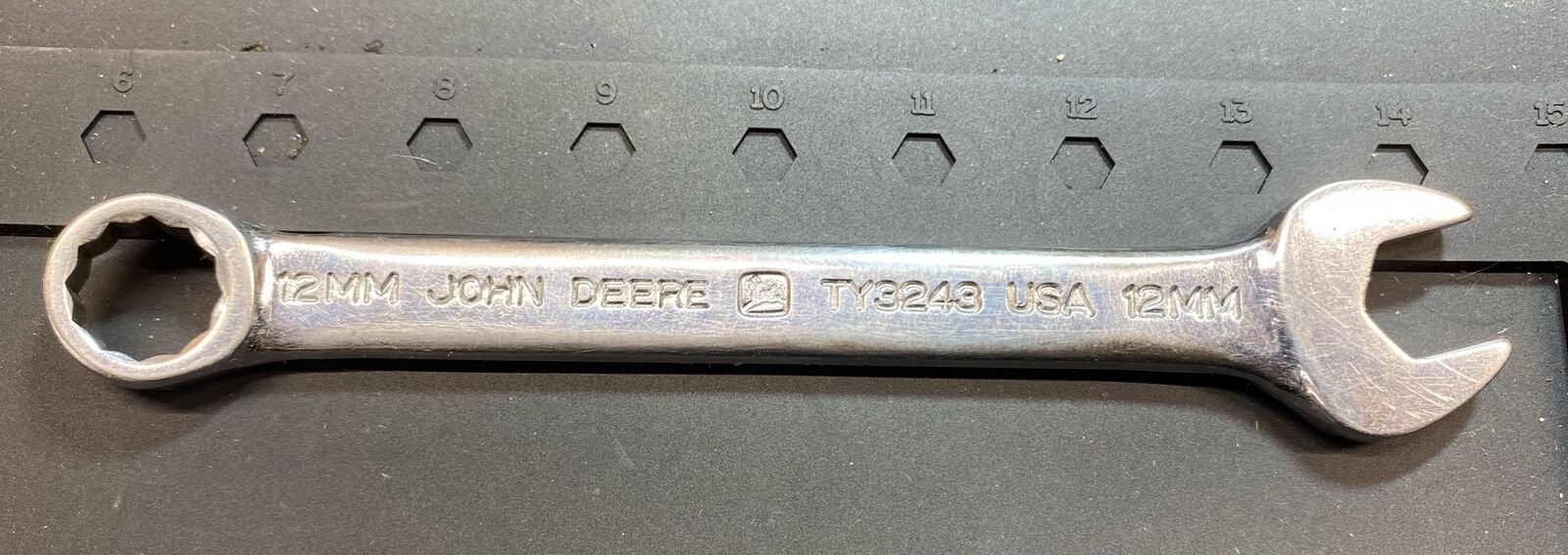 John Deere USA TY3243 12MM Combination Wrench 12 Point, Running Deer Logo