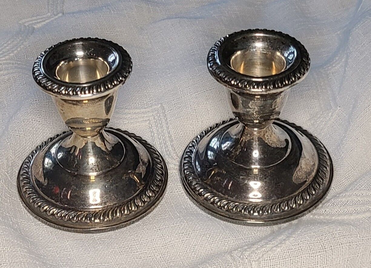 Set of Vintage Empire Sterling Silver #42 Weighted Candle Holders - 2